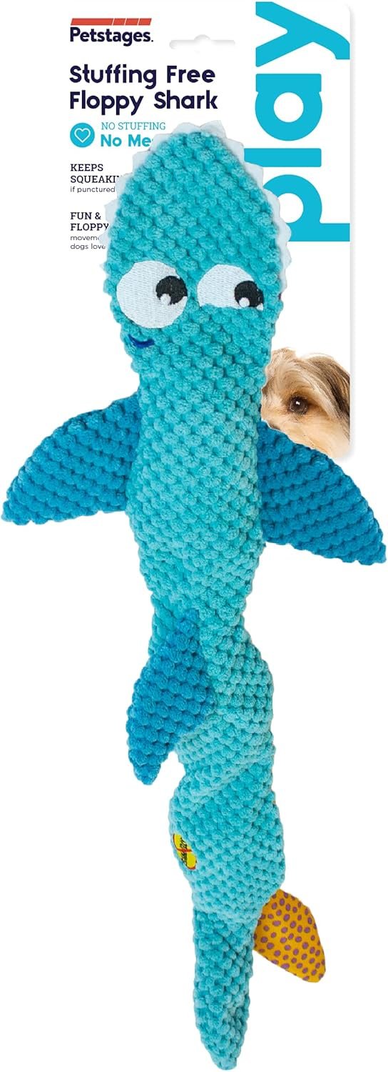 Petstages Stuffing-Free Floppy Shark Plush Dog Toy, Large - Image 3
