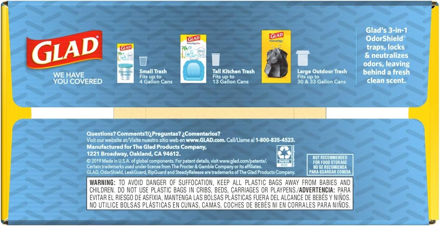 Glad Trash Bags, Force Flex Kitchen Pro Drawstring Garbage Bags, Fresh Clean, 80 Count - Image 8