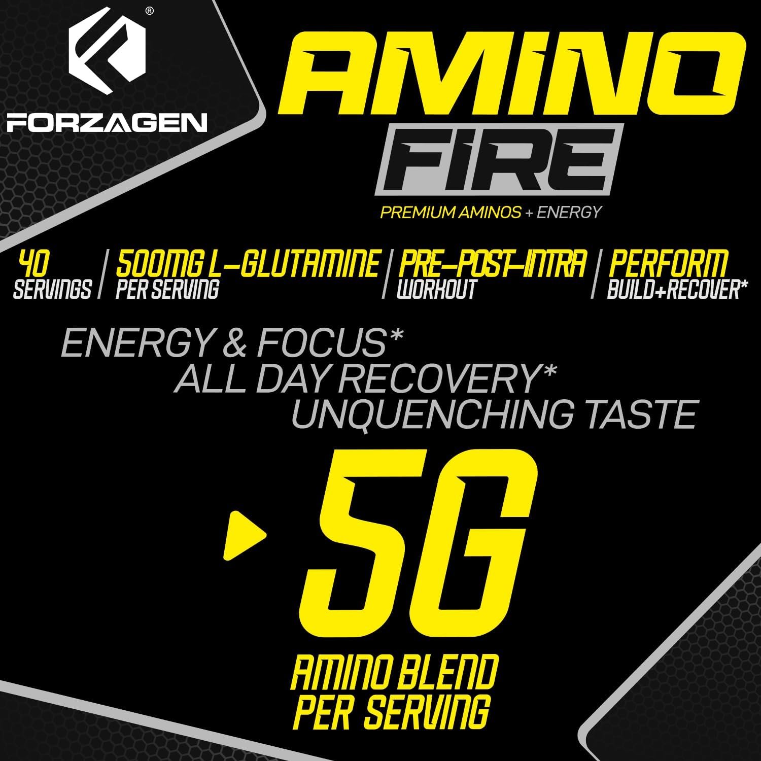 Forzagen Amino Fire | Essential Amino Energy Powder for Pre-Workout | BCAA Energy Boost & Muscle Recovery Drink Mix, Enhance Focus & Concentration, Dietary Supplement | Peach Mango, 40 Servings - Image 5