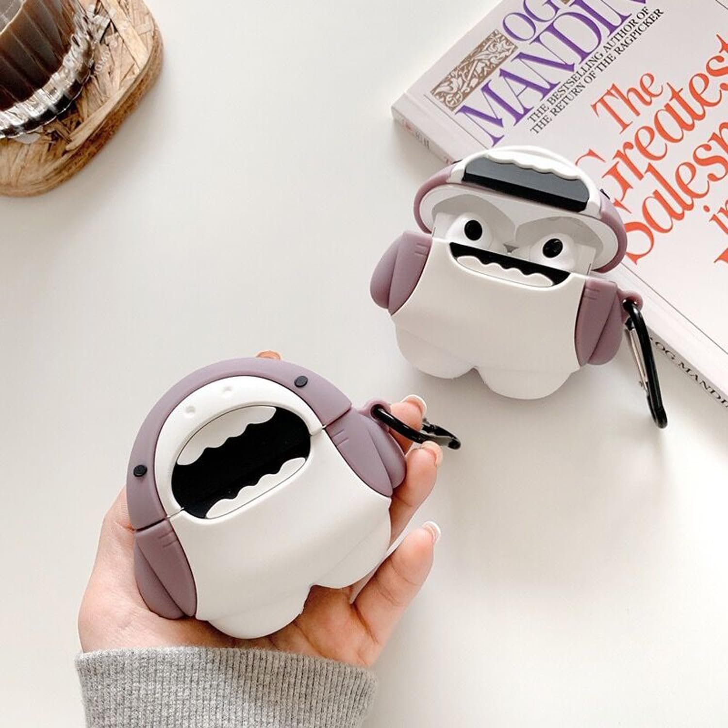 Cute Shark Case for Airpod Pro 2/1 Gen Cases 2022/2023, Funny 3D Cartoon Kawaii Cool Air pods Pro 2nd/1st Generation Silicone Cases for Apple iPod Pro with Keychain for Boys Girls Kids Teen, Shark - Image 5