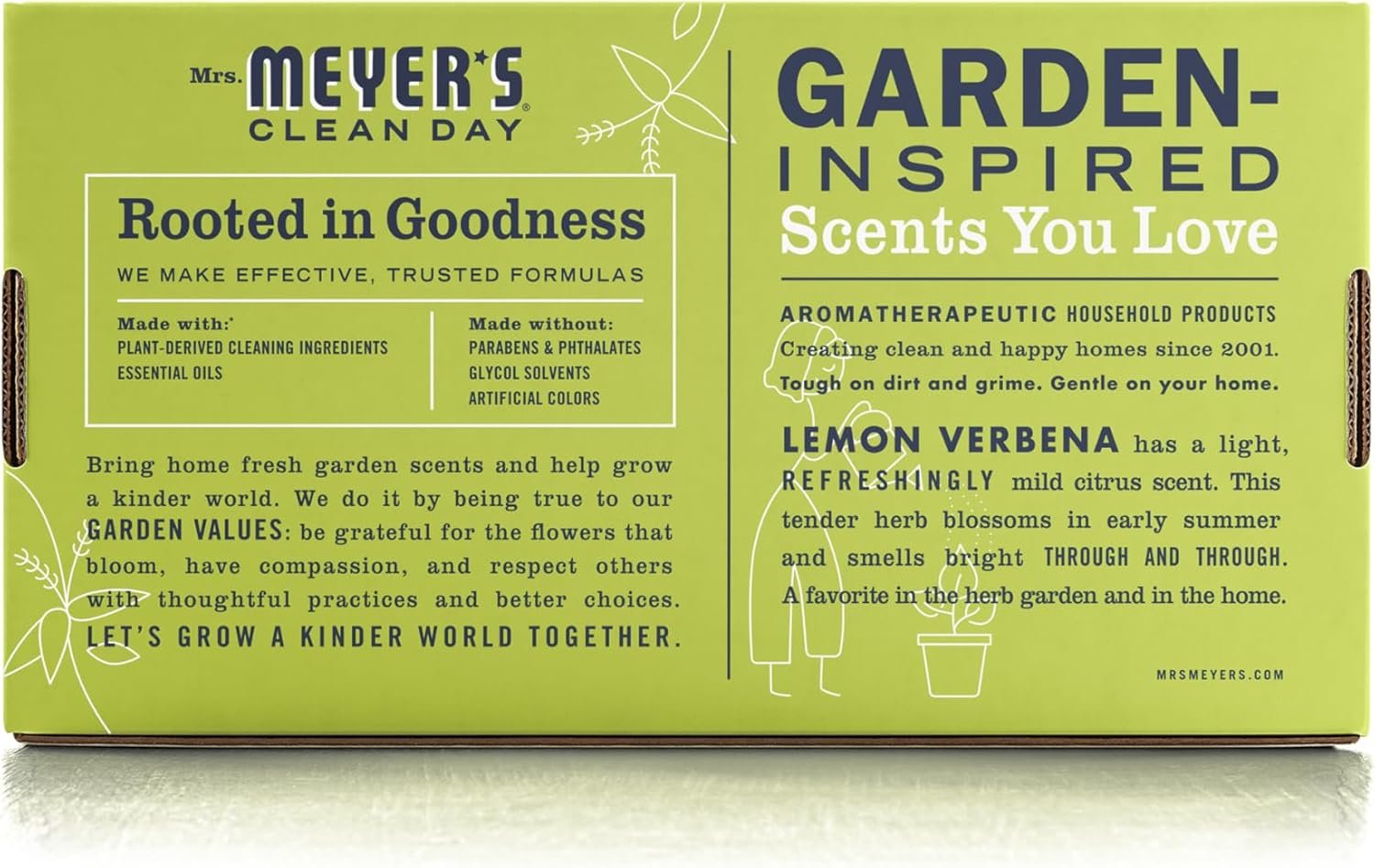 MRS. MEYER'S CLEAN DAY Multi-Surface Everyday Cleaner Concentrated Refills, 4 Concentrated Refills (2 Fl. Oz. each), Eco Friendly, Lemon Verbena Scent, Makes 64 Fl. Oz. Total - Image 3