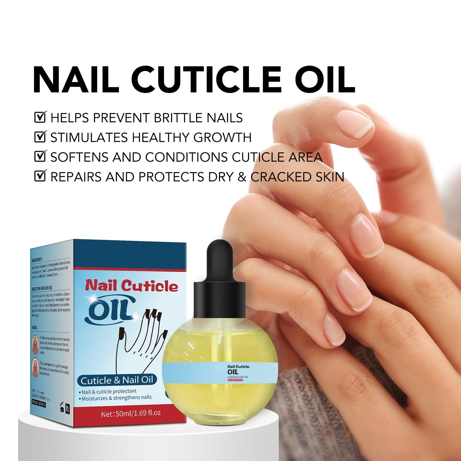Moisturizing Cuticle Oil for Nails, Cosmetics Nail Growth Oil, Nails Cuticle Care Oil for Dry & Cracked Nails, Repairs Cuticles, Hydrating, Strengthen, Softening & Conditions Cuticle Area - Image 2