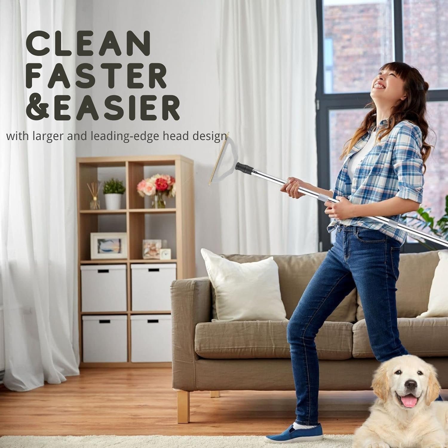 Pet Hair Remover for Carpets, Adjustable Long Handle Carpet Rake for Dog Cat Hair Removal, Powerful Carpet Hair Removal Broom, Reusable Large Fur Scraper Tool - Image 8