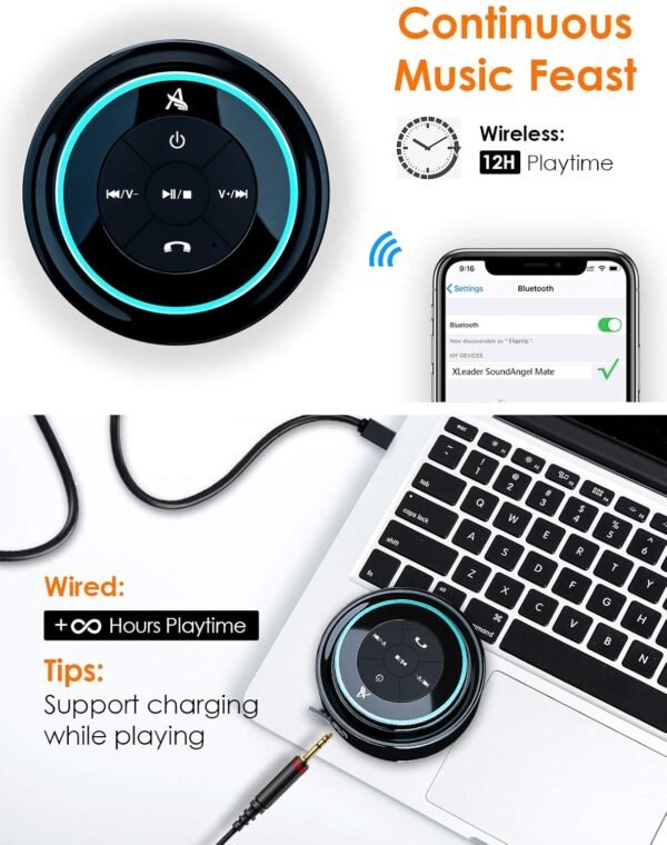 XLeader, Upgraded, Shower Speaker, Certified IPX7 Waterproof Bluetooth Wireless Speaker, Electronics Gifts for Girls Boys Men Women Kids, 5W Mini Portable Speaker with Suction Cup and Mic for Bathroom - Image 8