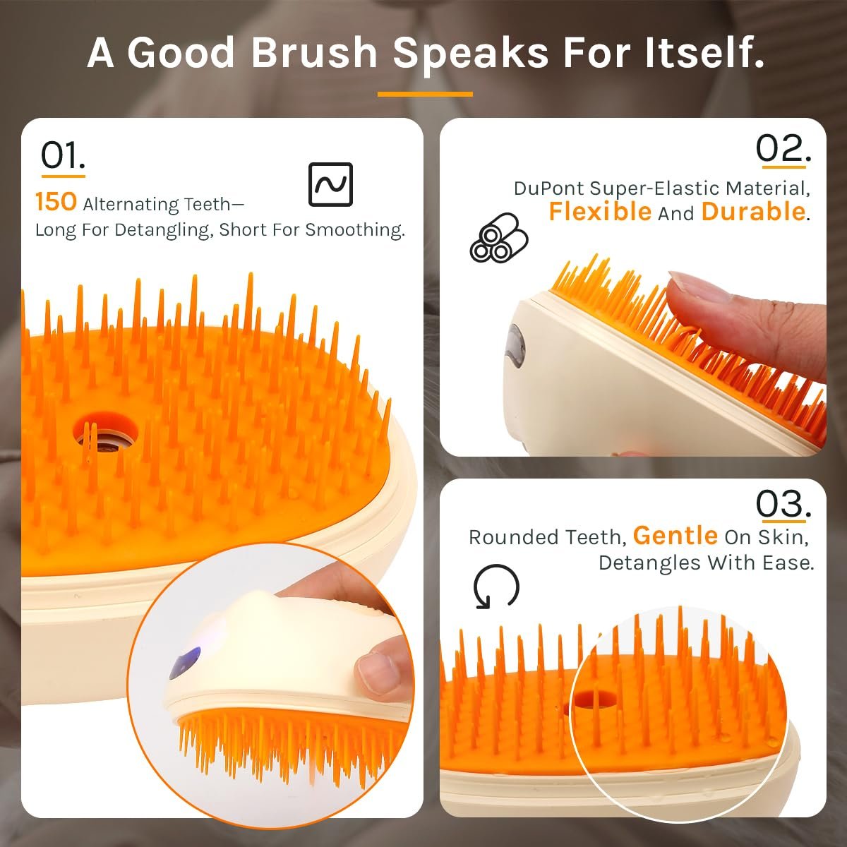 Cat Steam Brush for Easy Grooming – Dual-Head Petting & Shedding Tool with Spray Feature | Skin-Friendly & Massage Function | The Stylish Shedding Solution for Cat Lovers - Image 4