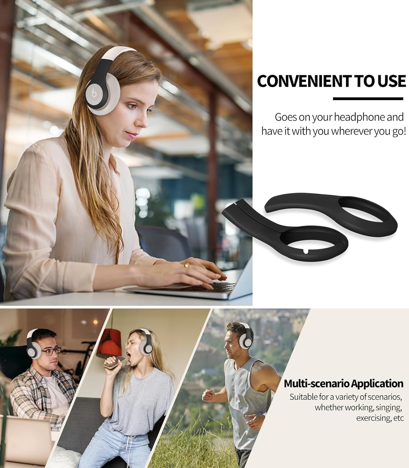 Silicone Case Cover for Beats Studio Pro, Durable Outer Earphone Panel Accessories Cover ONLY Compatible with Beats Studio Pro Wireless Bluetooth Noise Cancelling Headphones-Black - Image 7