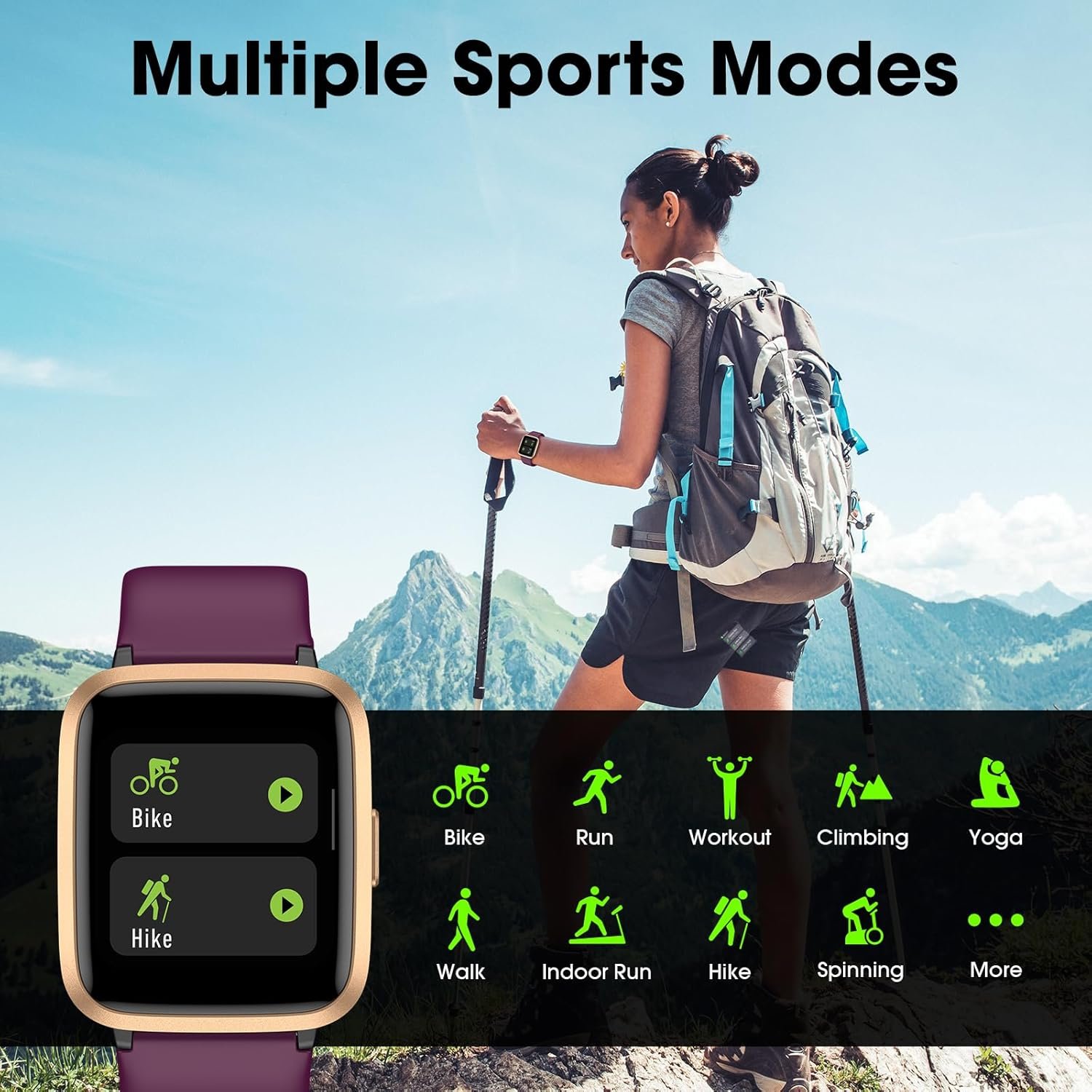 Smart Watch, Fitness Tracker with Touchscreen, Heart Rate Monitor, Blood Oxygen, Sleep Tracking Fitness Watch 5ATM Waterproof Smartwatch for Women Men Pedometer Step Calories for Android iOS - Image 5