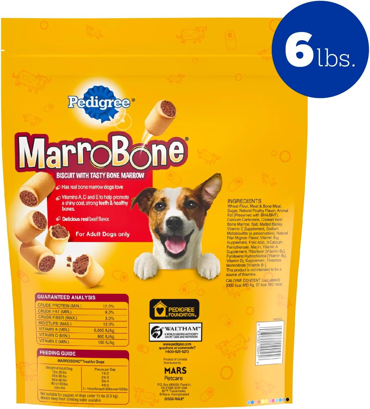 PEDIGREE MARROBONE Dog Treats Real Beef Flavor Crunchy Dog Biscuit, 6 lb. Pack - Image 3
