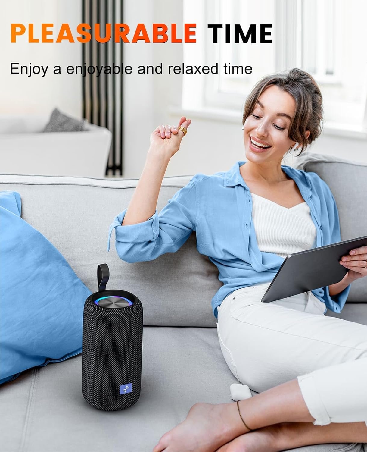 LENRUE Bluetooth Speaker, Wireless Portable Speaker with Crisp Sound, Dynamic Lights, IPX5 Waterproof, TWS Pairing, Type C Charge, Suitable for Indoors, Outdoors, Parties, Gifts - Image 7