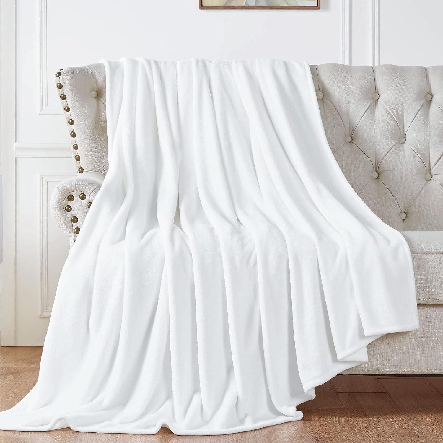 Walensee Fleece Blanket Plush Throw Fuzzy Lightweight (Throw Size 50x60 White) Super Soft Microfiber Flannel Blankets for Couch, Bed, Sofa Ultra Luxurious Warm and Cozy for All Seasons - Image 9