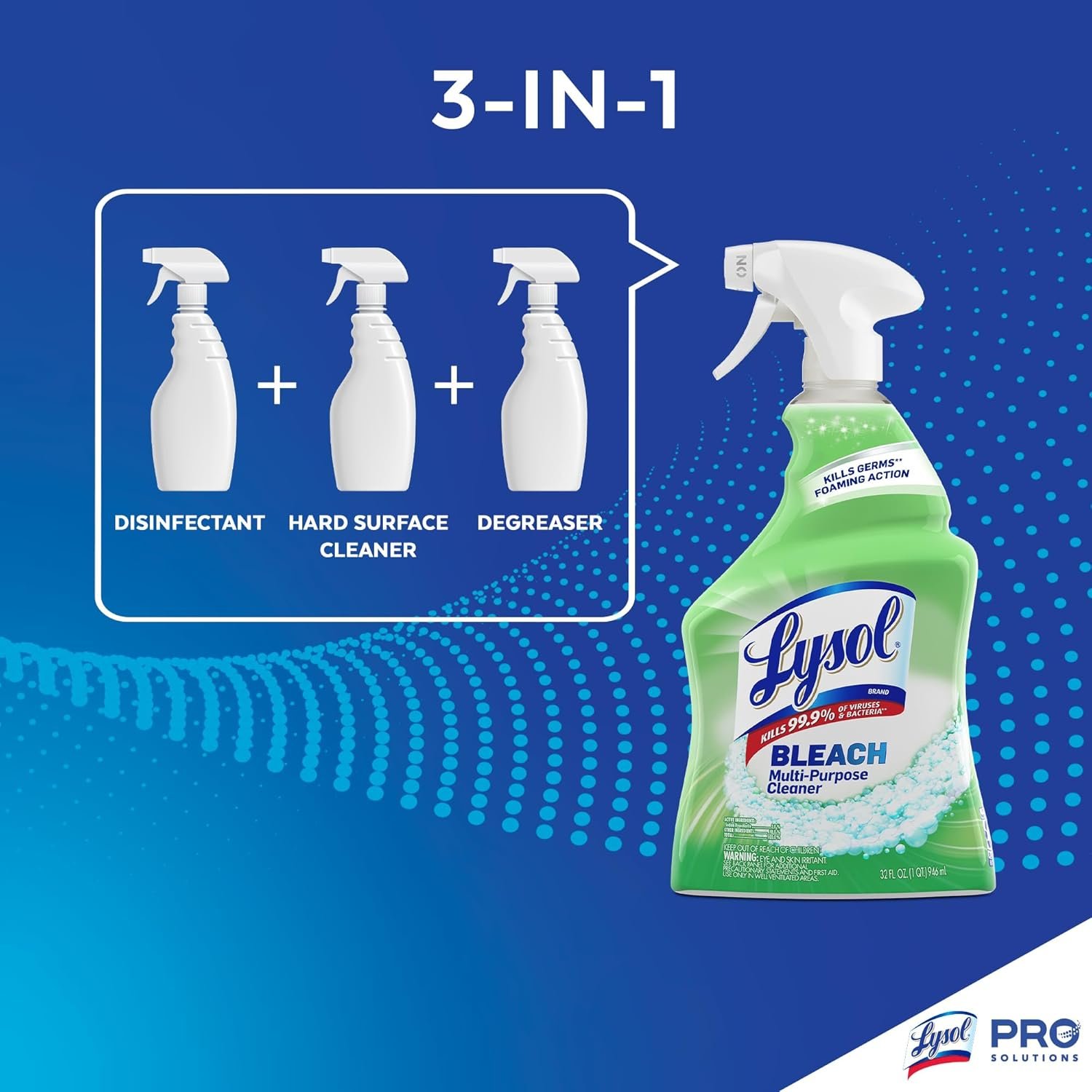 Lysol Multi-Purpose Cleaner Sanitizing and Disinfecting Spray with Bleach, All Purpose Cleaning Spray for Bathrooms and Kitchens, 32oz - Image 8