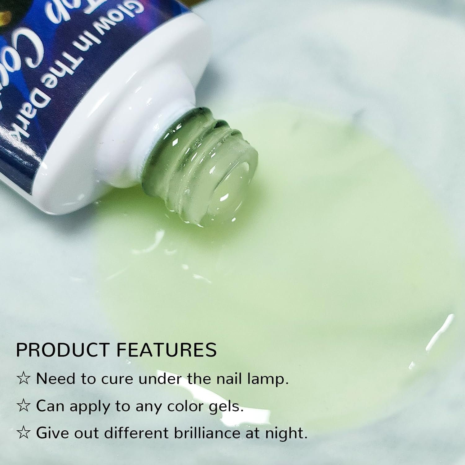 Glow In The Dark Gel, Glow Nail Gel Top Coat, Long-lasting Luminous Nail Gel Top Coat for Nail Art, Transparent Top Coat, UV LED Needed Perfect with Any Colors Salon Pro DIY Home - Image 7