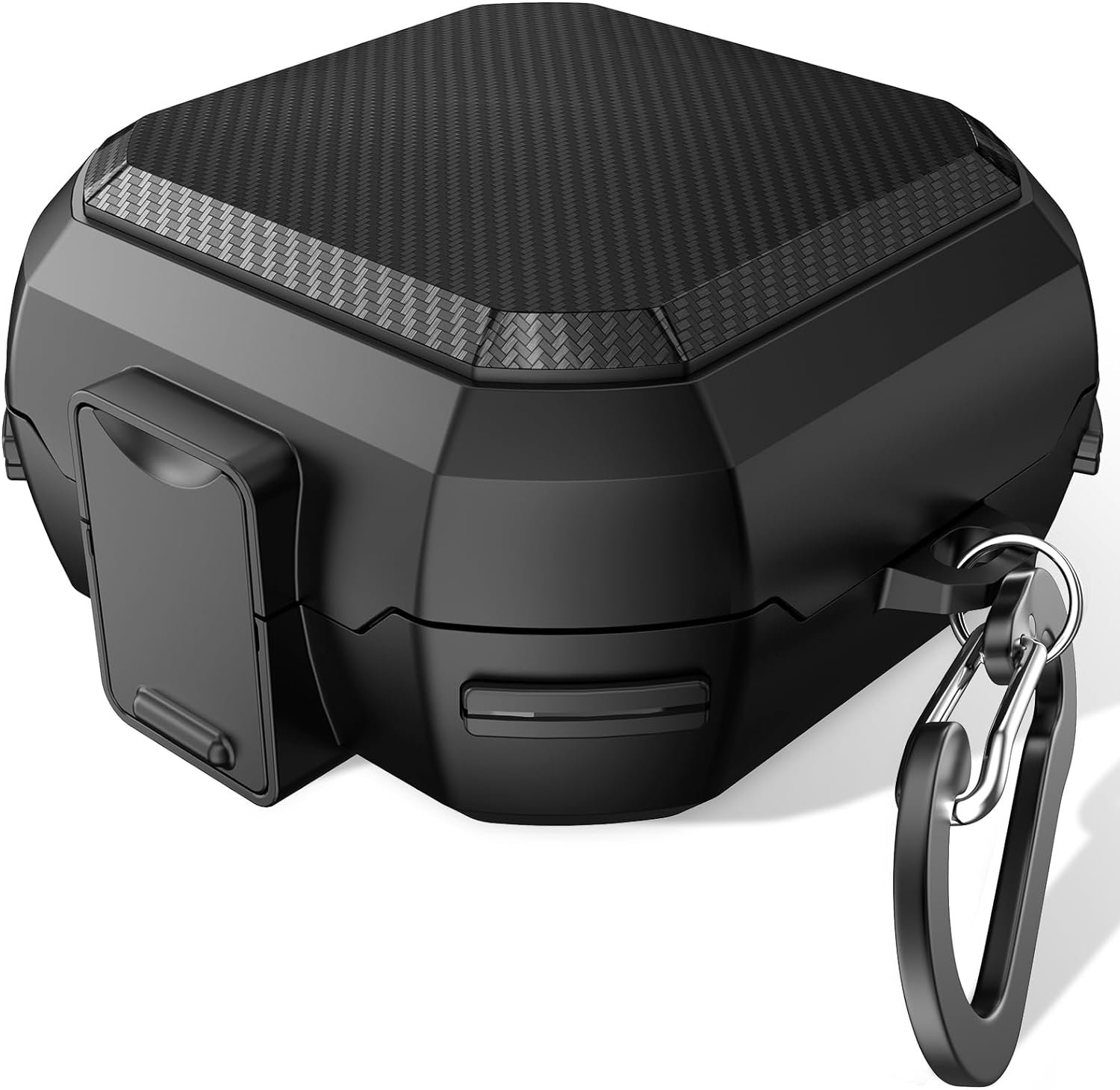 Powerbeats Pro Case Cover, Military Carbon Fiber Compatible with Powerbeat Pro Case, Four-Corner Wrapping and Safety Lock 360° Protect Your Powerbeats Pro (Black) - Image 2