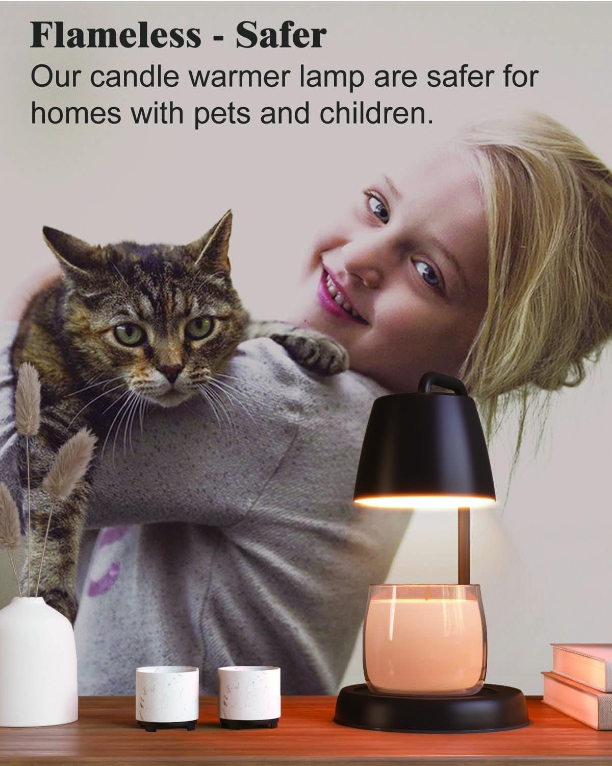 Black Candle Warmer Lamp with Timer and Dimmer for Jar Candles - Perfect Home Decor Gift for Women, Daughters, Moms - Includes 2 Bulbs - Image 5