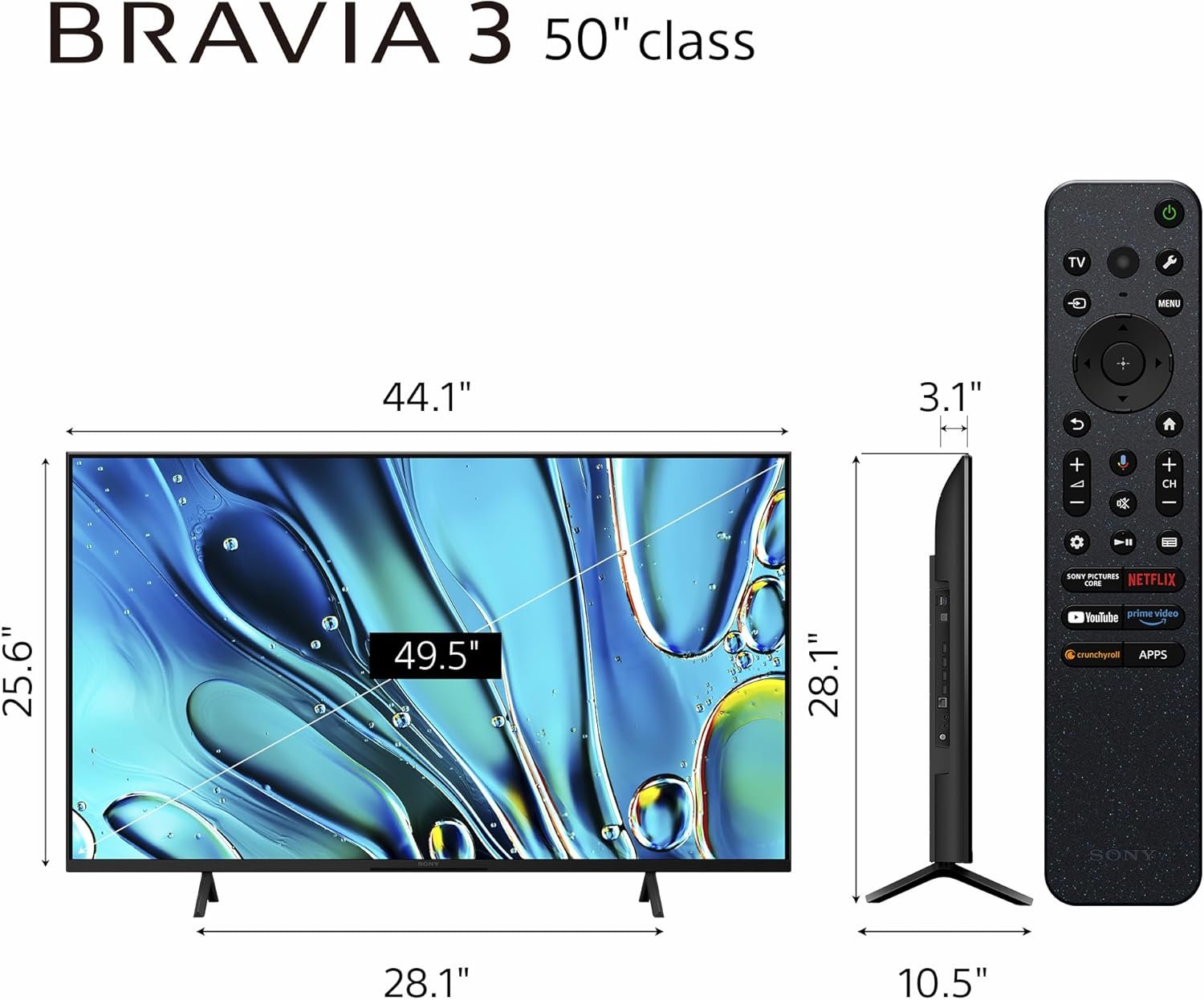 Sony 50-Inch Class 4K Ultra HD BRAVIA 3 LED Smart TV with Google TV, Dolby Vision HDR, and Exclusive Features for PlayStation®5 (K-50S30), 2024 Model - Image 3