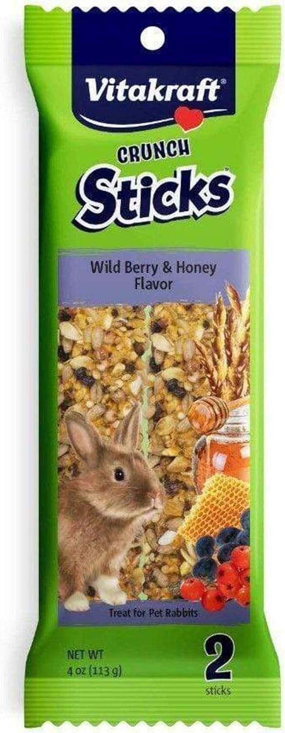 Vitakraft Crunch Sticks Rabbit Treat - Carrot and Honey - Rabbit Chew Sticks (Wild Berry & Honey) - Image 2