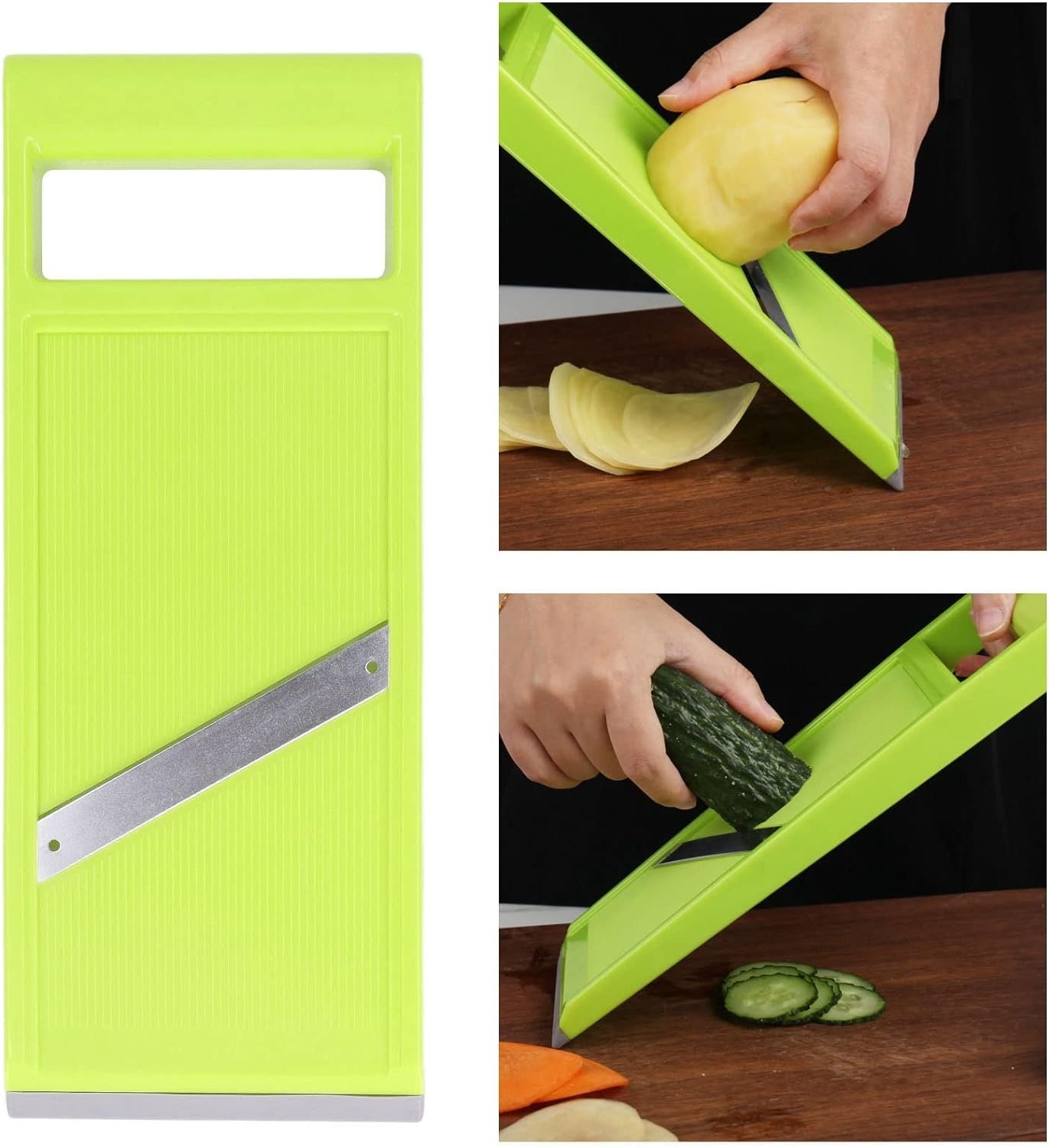 Vegetable Slicer, 4.25 x 10.8in Stainless Steel Mandoline Food Slicer with Hanging Hole, Handheld Vegetable Chip Maker Food Chopper for Potato, Carrot, Vegetables, Zucchini - Image 4