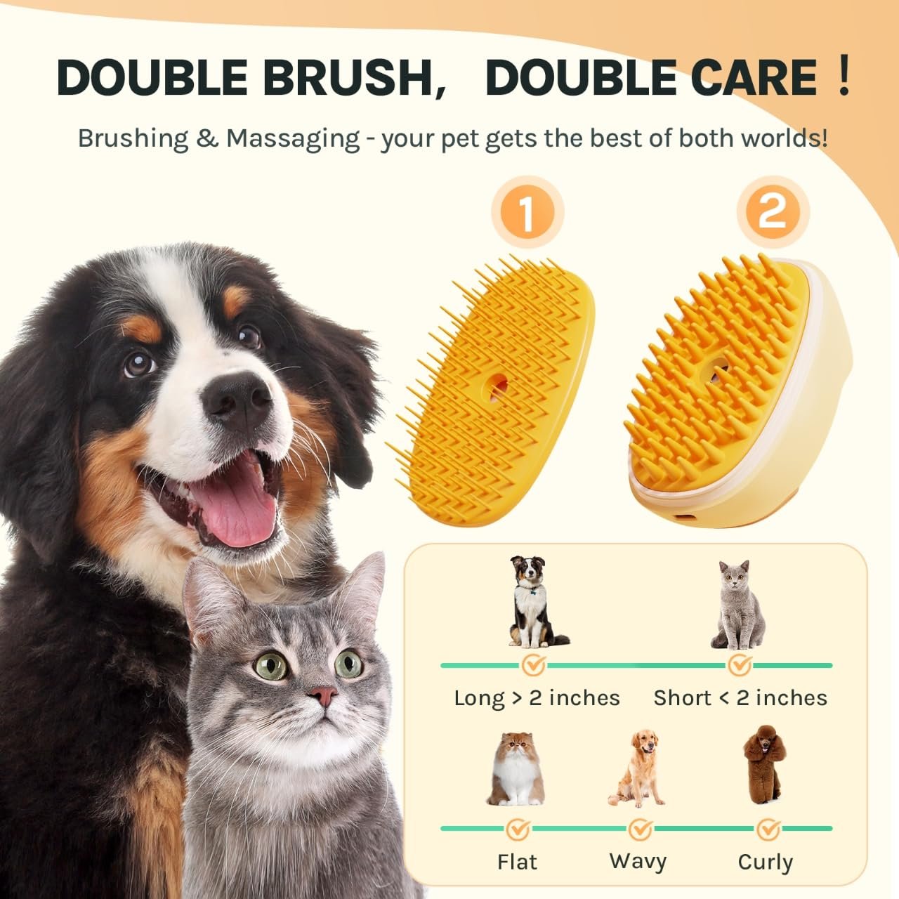 Cat Steam Brush for Easy Grooming – Dual-Head Petting & Shedding Tool with Spray Feature | Skin-Friendly & Massage Function | The Stylish Shedding Solution for Cat Lovers - Image 8