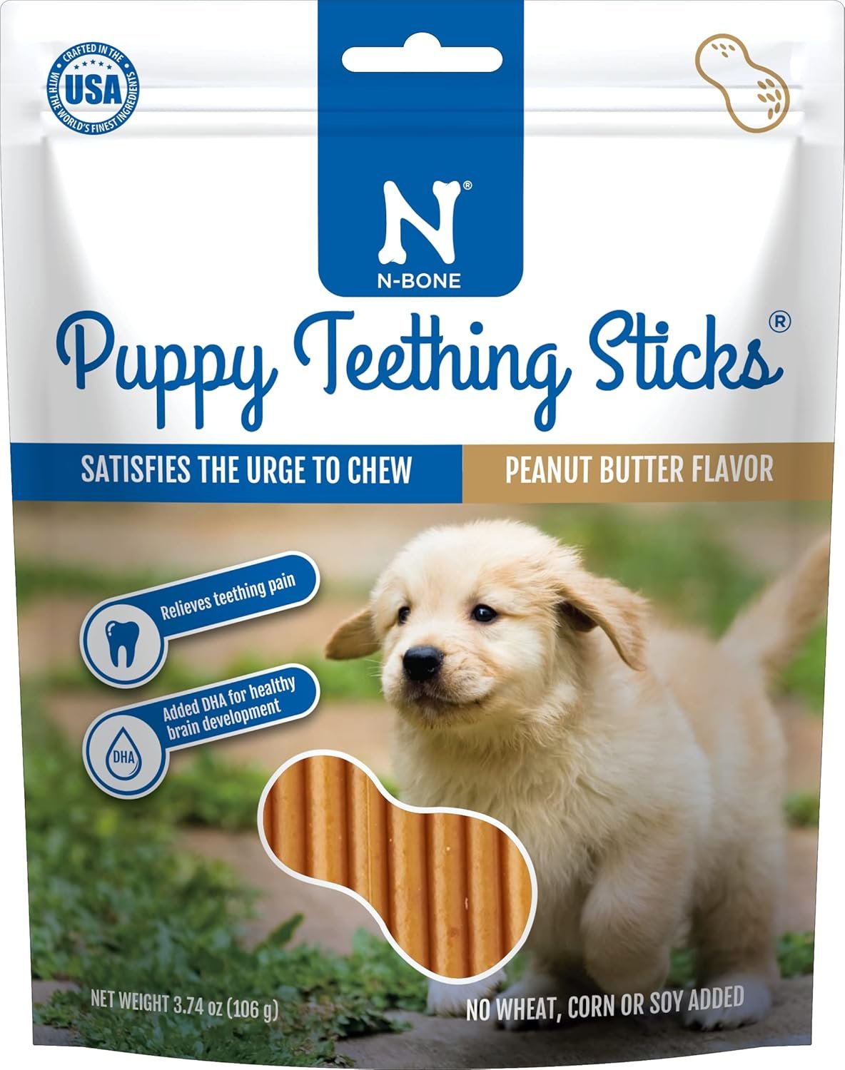 N-Bone Puppy Teething Sticks Peanut Butter Flavor, 3.74-oz Bag - Image 2