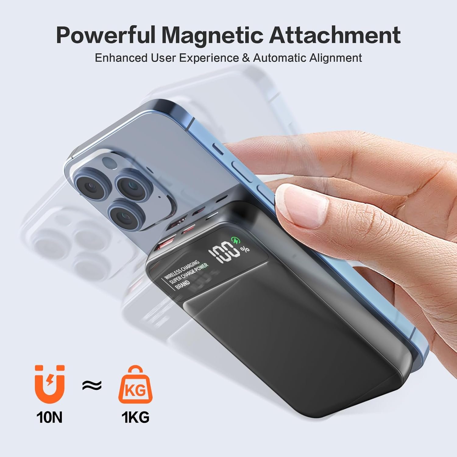 830 Magnetic Power Bank, 10000mAh Magsafe Battery Pack with PD22.5W Fast Charging, Wireless Portable Charger for iPhone 15/14/13 Series, Apple Watch Ultra 9/8/7/6/se(Black) - Image 5