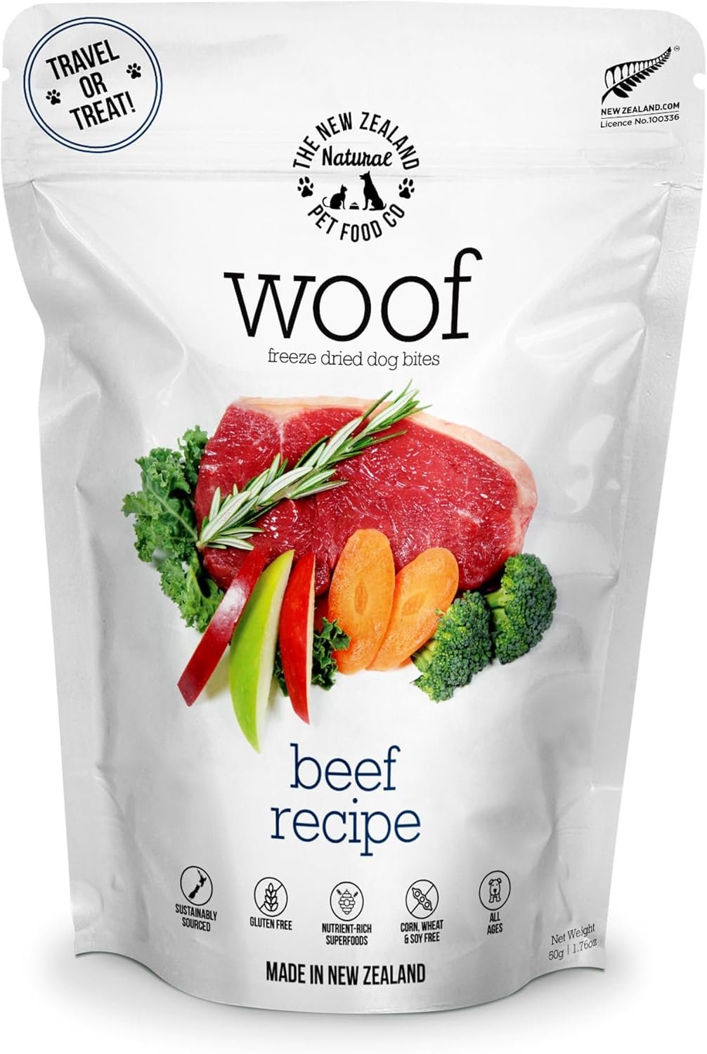 Woof Freeze Dried Dog Food - Beef Recipe, High Protein, Dog Food Topper & Dog Treats, All Life Stages, 1.76 oz - Image 2