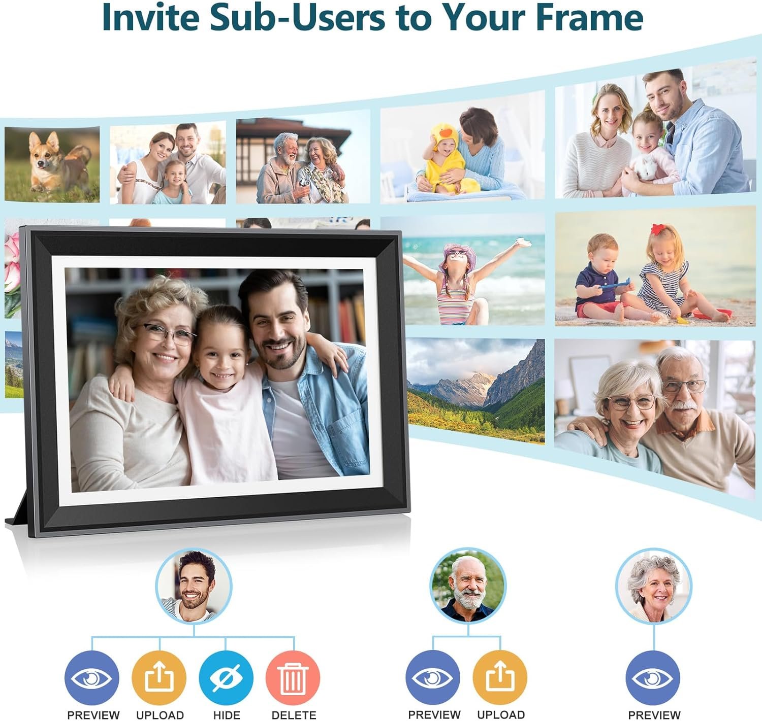 Atatat 10.1 Inch WiFi Digital Photo Frame, Electronic Smart Picture Frame with IPS Touch Screen, Internal 32GB Storage & Multi-User Binding, Easy Set Up and Instantly Photo Upload via APP or EMAIL - Image 4