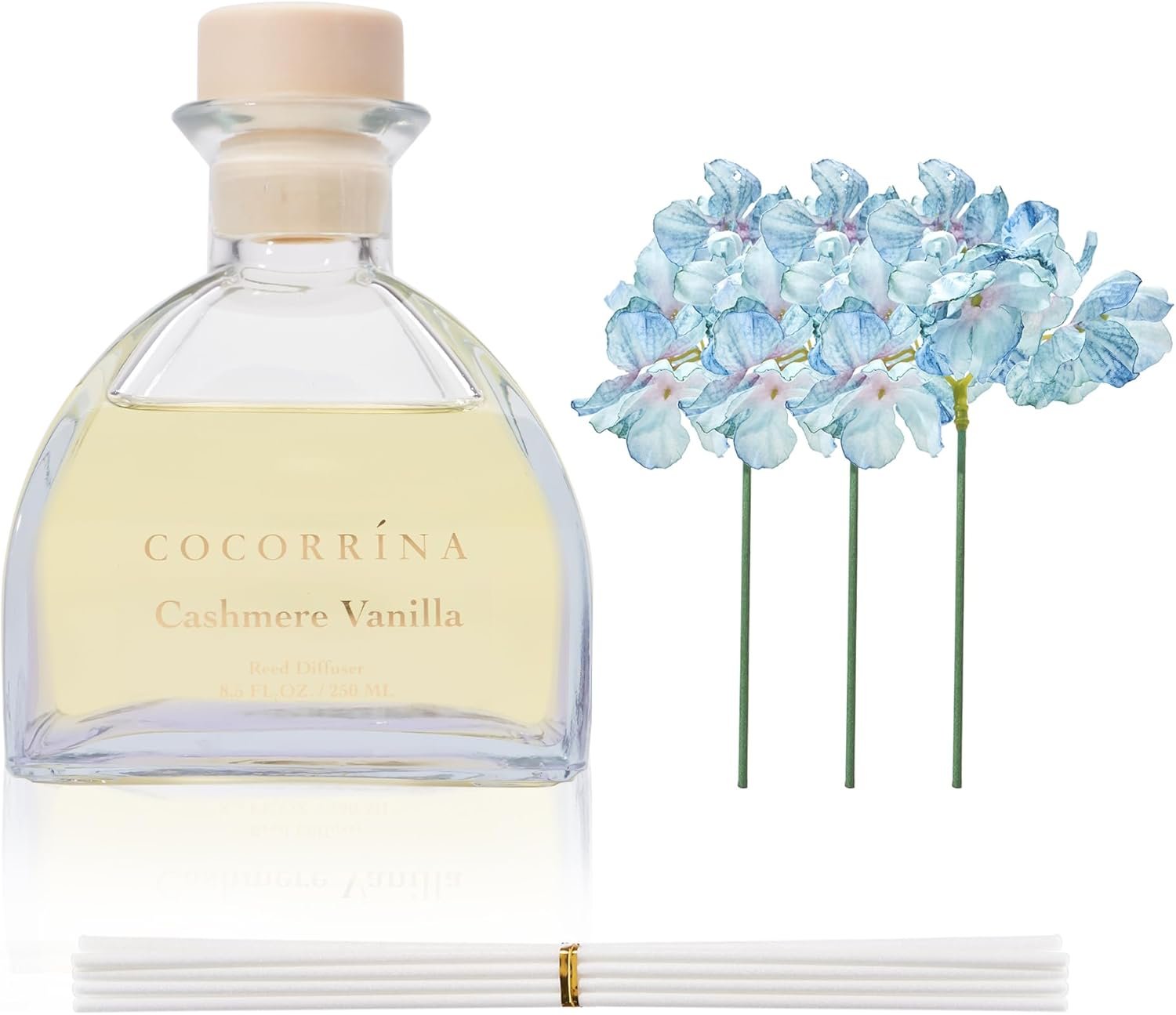 COCORRÍNA Reed Diffuser - 8.5 Oz Cashmere Vanilla Reed Diffuser with 8 Sticks for Home Bathroom Shelf Decor (Simple Luxe Collection) - Image 5