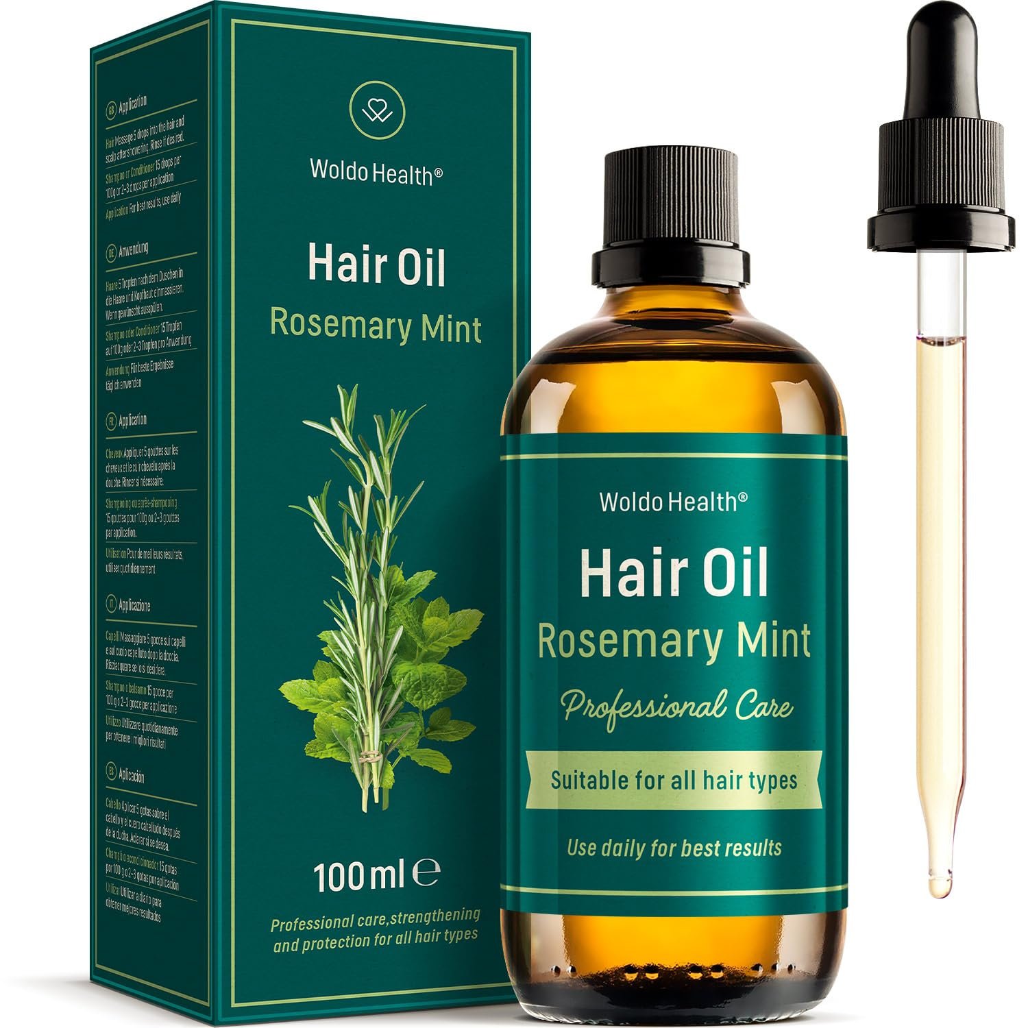 Rosemary Oil with Mint, 3.38 Fl Oz - for Hair Strengthening and Dry Scalp Treatment, Natural Ingredients, Vegan, Hair Oil for All Hair Types - Image 2