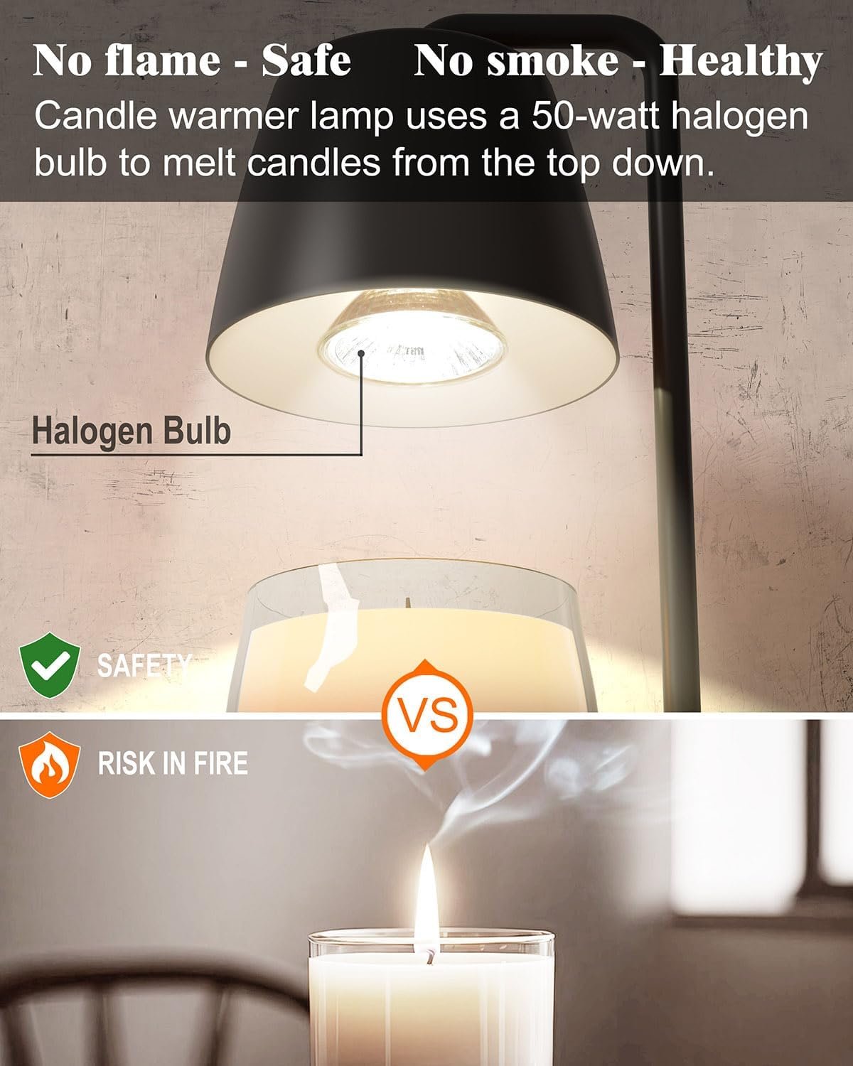 Black Candle Warmer Lamp with Timer and Dimmer for Jar Candles - Perfect Home Decor Gift for Women, Daughters, Moms - Includes 2 Bulbs - Image 8