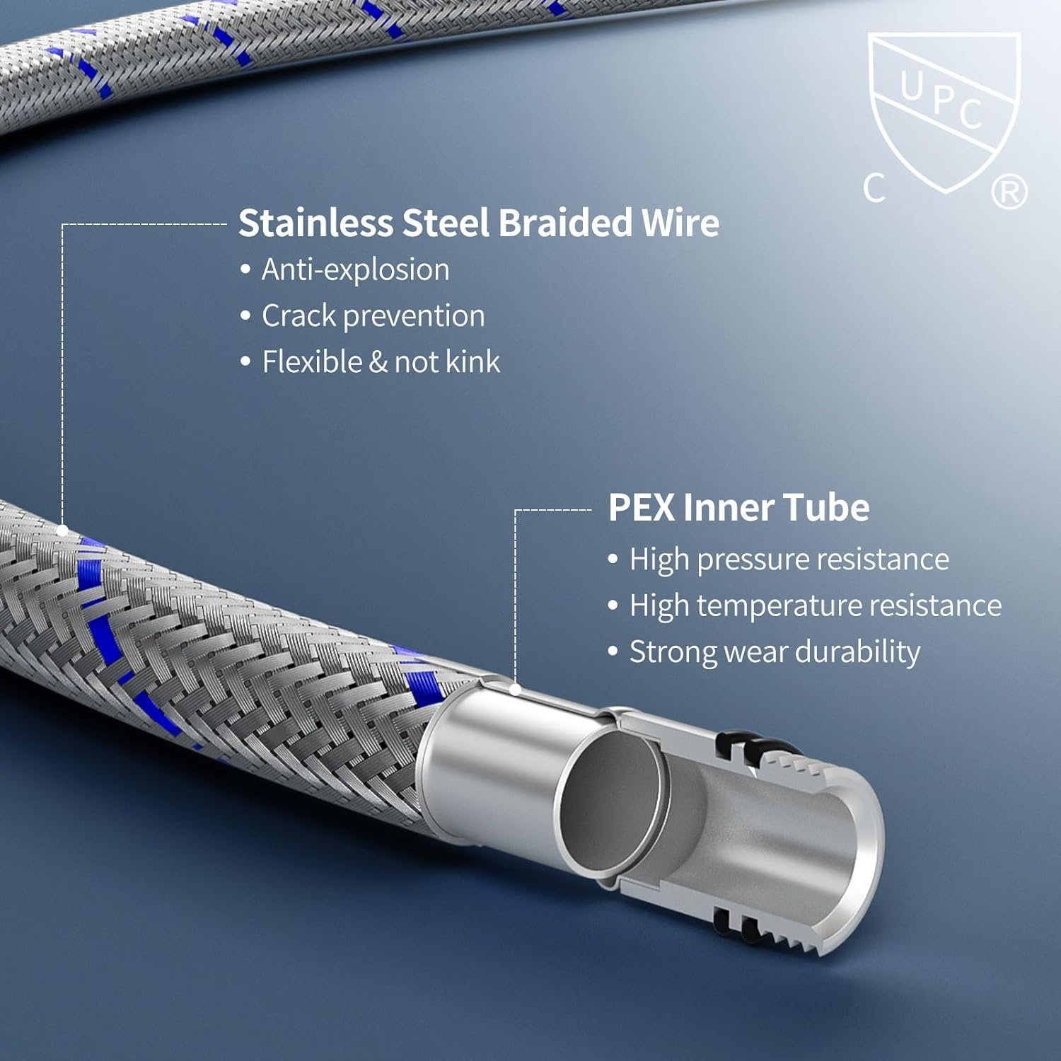 Matte Black Kitchen Faucet with Pull Down Sprayer, Single Handle Kitchen Sink Faucet 1 or 3 Hole Commercial Rv Stainless Steel Kitchen Faucet with Deck Plate and cUPC Supply Lines - Image 6