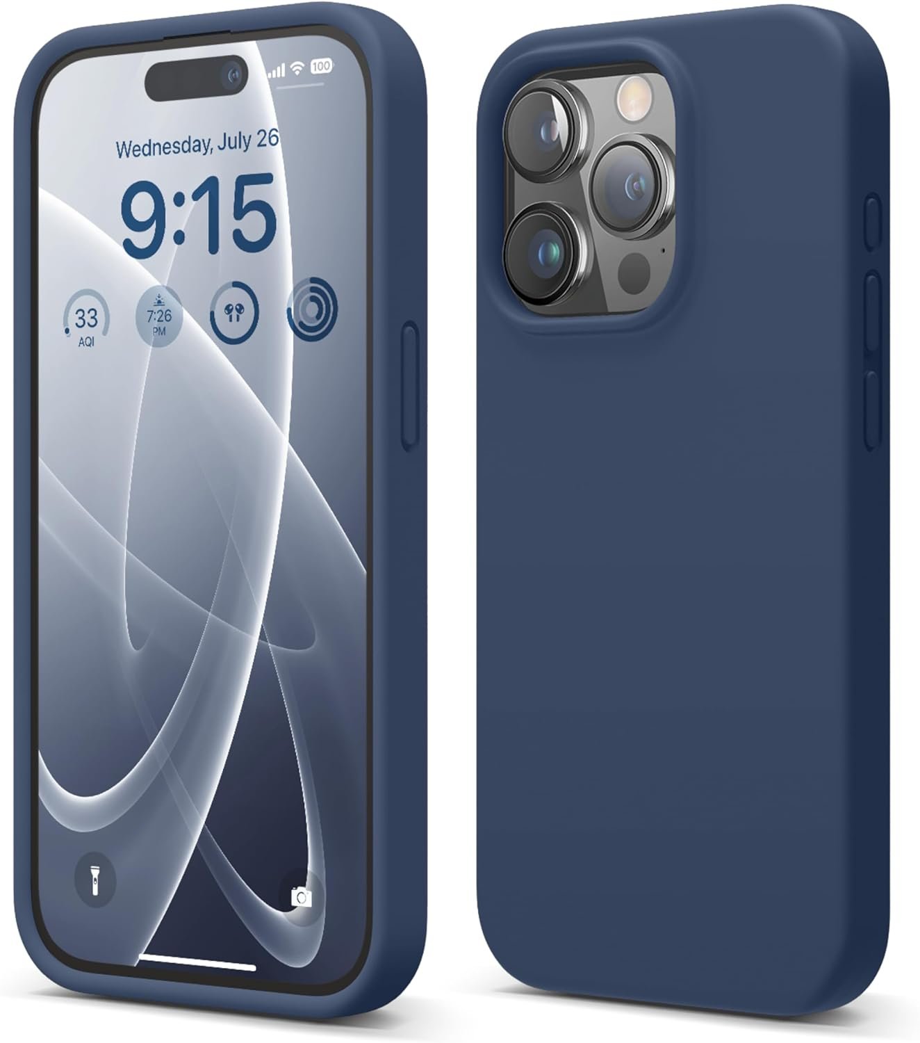 elago Compatible with iPhone 15 Pro Case, Liquid Silicone Case, Full Body Protective Cover, Shockproof, Slim Phone Case, Anti-Scratch Soft Microfiber Lining, 6.1 inch (Jean Indigo) - Image 2