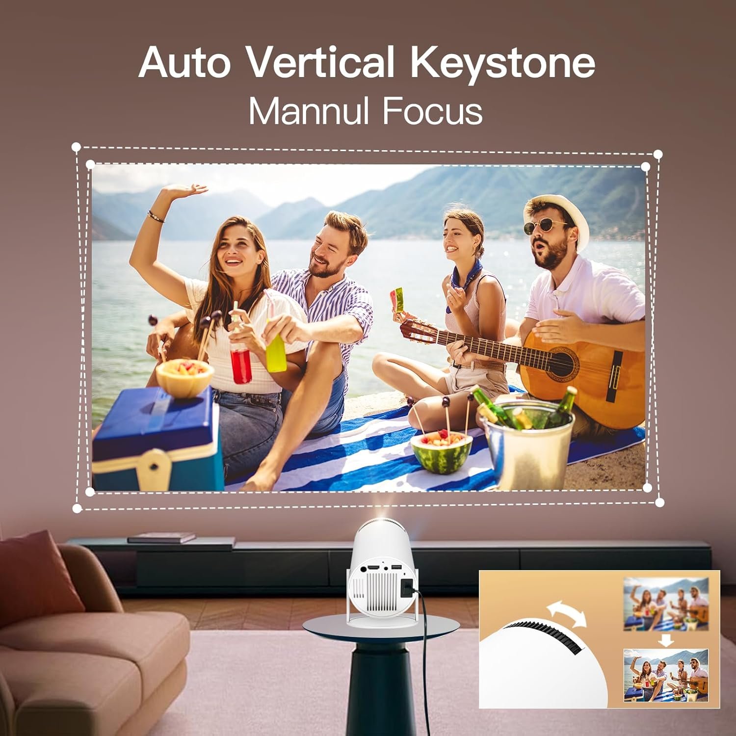 Mini Projector with Wifi and Bluetooth, New HY300 Pro Smart Vision Beam Projector with Android 11, Portable Outdoor Proyector, Support 1080P, Auto Keystone Home Movie Projector for PS4, LYNCAST - Image 7