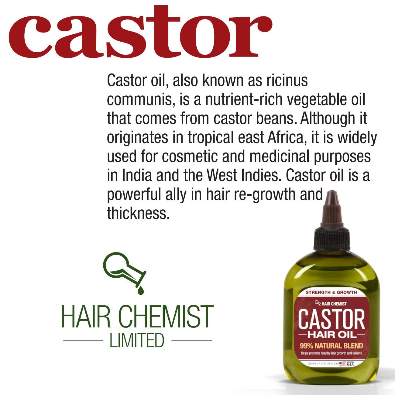 Hair Chemist Castor Oil 7.1 oz - Strengthening & Growth Stimulator for Hair Growth - Image 6
