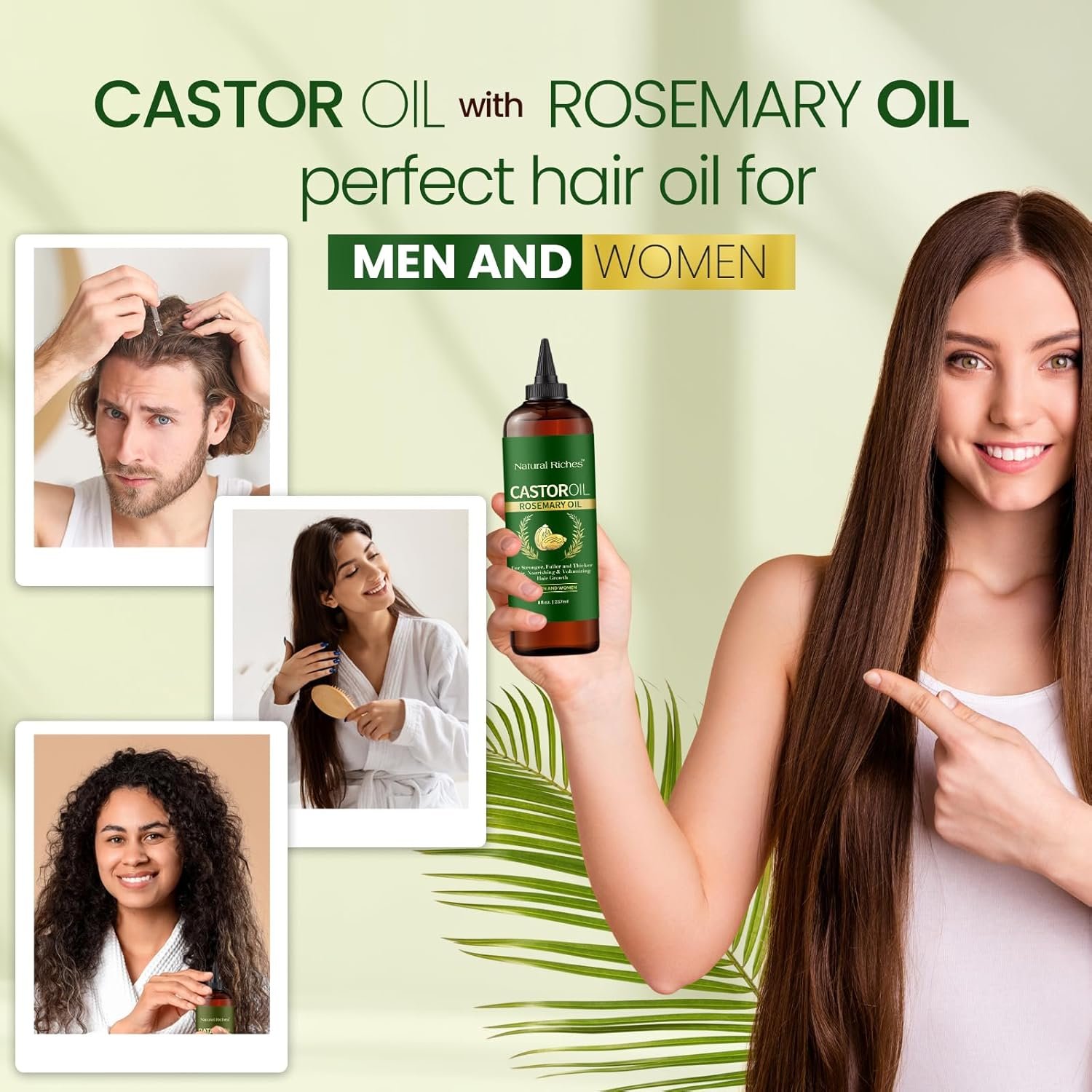 Natural Riches Castor Oil with Rosemary Oil, 8 fl oz, For Stronger, Fuller and Thicker Hair Growth Handcraft Blends Organic Castor Oil with Rosemary Oil Premium Grade hair treatment. - Image 7