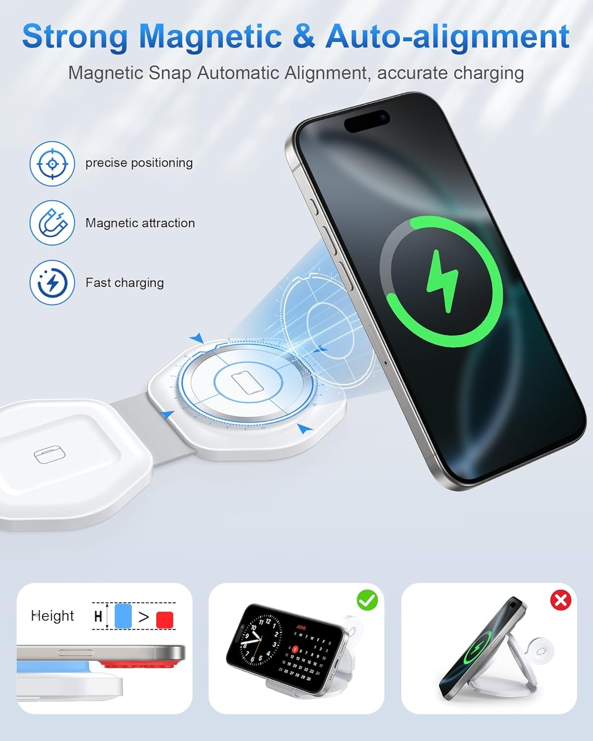 3 in 1 Charging Station for Apple Devices - Foldable Magnetic Wireless Travel Charger Multiple Devices - Travel Charging Pad for MagSafe iPhone 16 15 14 13 12 Pro Max Plus Apple Watch & AirPod - Image 9