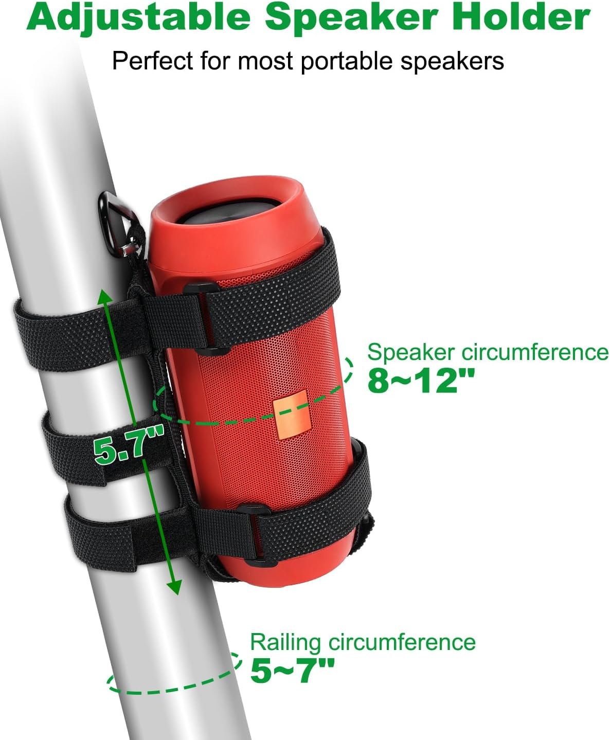 GOFORWILD Portable Speaker Mount, Waterproof Speaker Strap for Bluetooth Wireless Speakers, Compatible with Golf Cart Railing/Bike/Moto/Boat/ATV,Black - Image 6