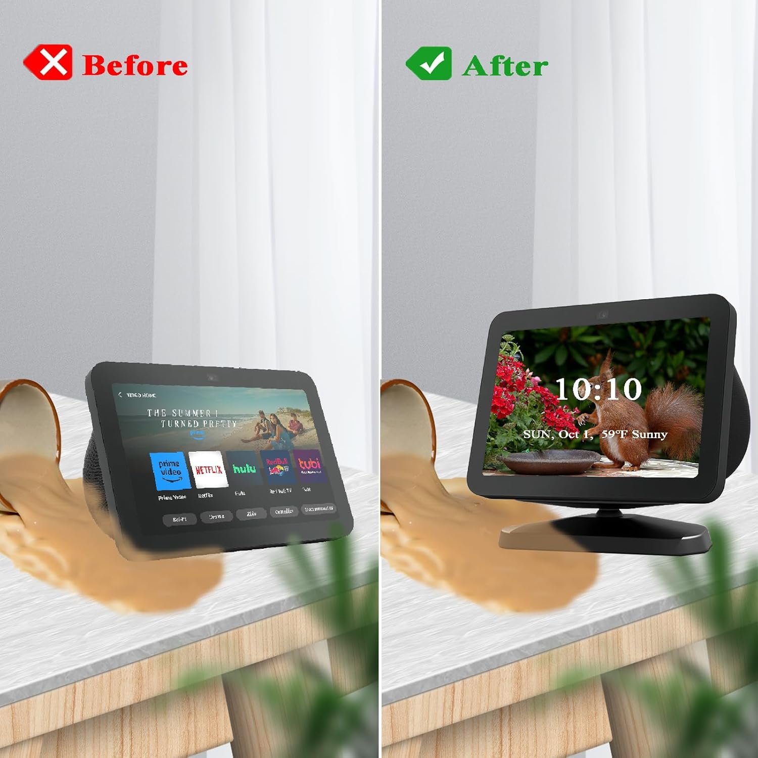 Adjustable Stand for All-new Echo Show 8 (3rd Gen, 2023 release), Smart Display Magnetic Stand Mount Compatible with Echo Show 8 (3rd Gen), with 360 Degree Rotation Tilt and Anti-Slip Base (Black) - Image 5