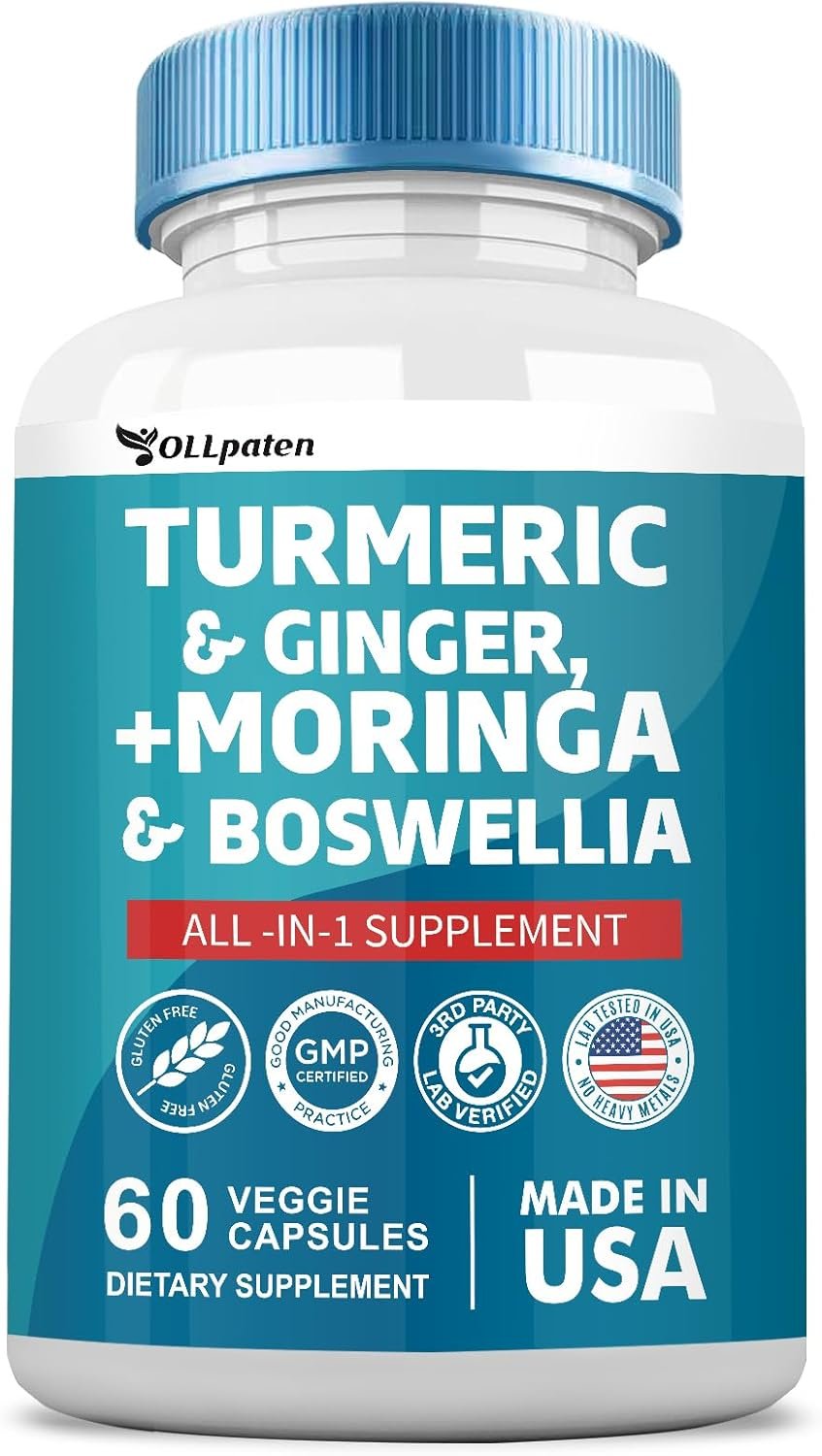 Turmeric Curcumin 30000mg Moringa 50000mg Ginger 3000mg Boswellia 3000mg Saffron 2000mg All-in-One Supplement for Women and Men with Quercetin, Tart Cherry, 60 Capsules - Image 8
