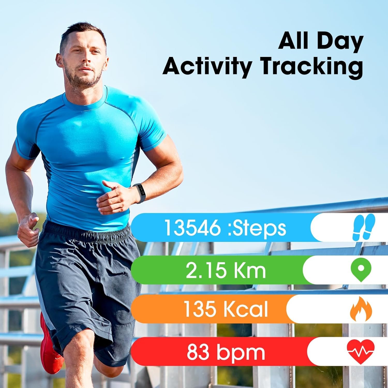 Stiive Fitness Tracker with Heart Rate Monitor, Blood Oxygen, Step Counter Activity Tracker with Pedometer, Sleep Tracking, Calories, IP68 Waterproof Smartwatches for Women Men - Image 6