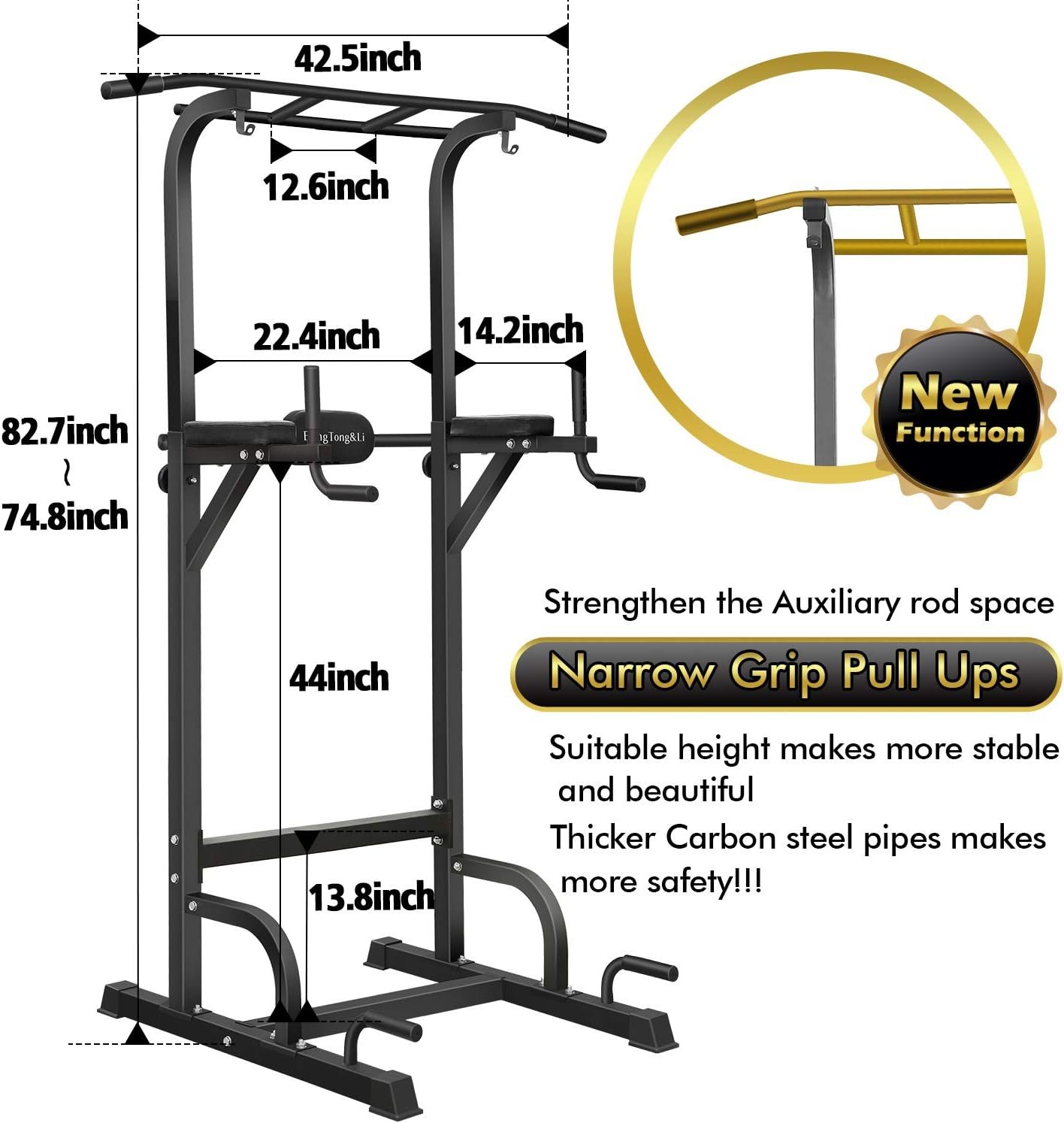 BangTong&Li Power Tower, Pull Up Bar Dip Station/Stand for Home Gym Strength Training Workout Equipment - Image 3
