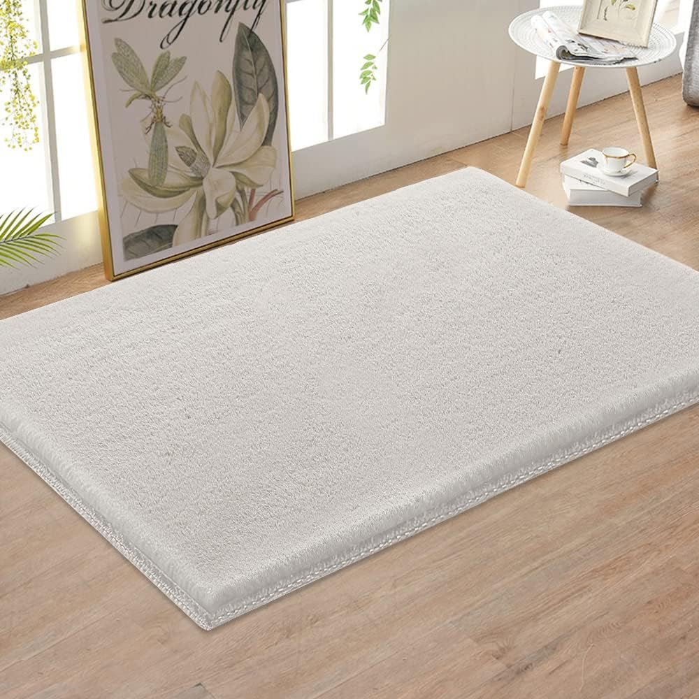 H.VERSAILTEX Area Rug Super Soft Faux Fur Rugs Carpets 2x3 Feet Furry Kids Room Nursery Rug Bedroom Living Room Carpet High Pile Throw Rug Shag Plush Rug for Dorm Room Teen Room Decor, Ivory - Image 3