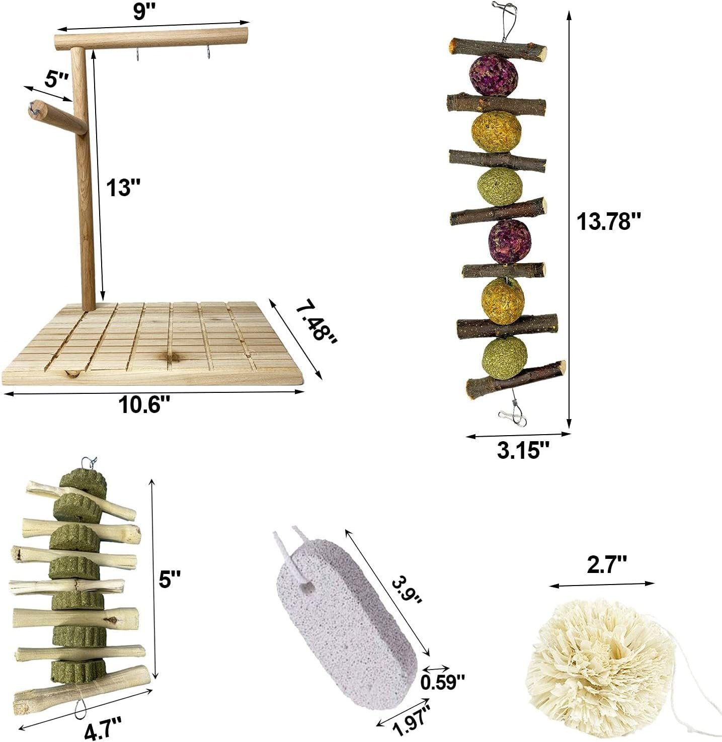 kathson Bunny Chew Toys for Teeth Grinding, Rabbit Wooden Scratch Board Feet Pad Platform Small Animals Play Toy for Guinea Pigs Chinchilla Hamsters Other Rodent Pets(E) - Image 8