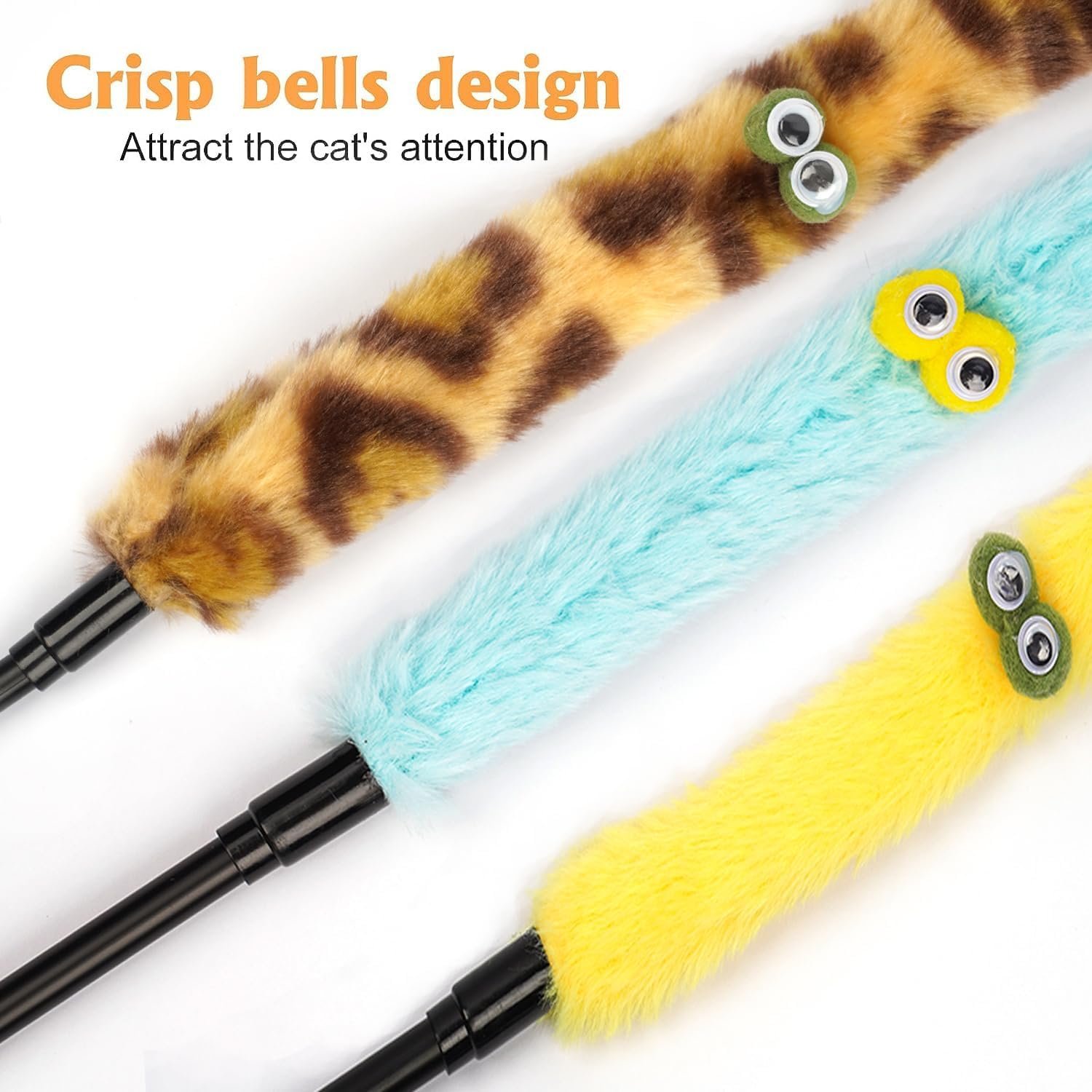 Cat Toys for Indoor Toys,Rainbow Cat Wand Toys,Feather Flips Plush Ball Cat Toys,Interactive Feather Toy for Teaser Play and Chase Exercise with Kitten 6 Pack - Image 7