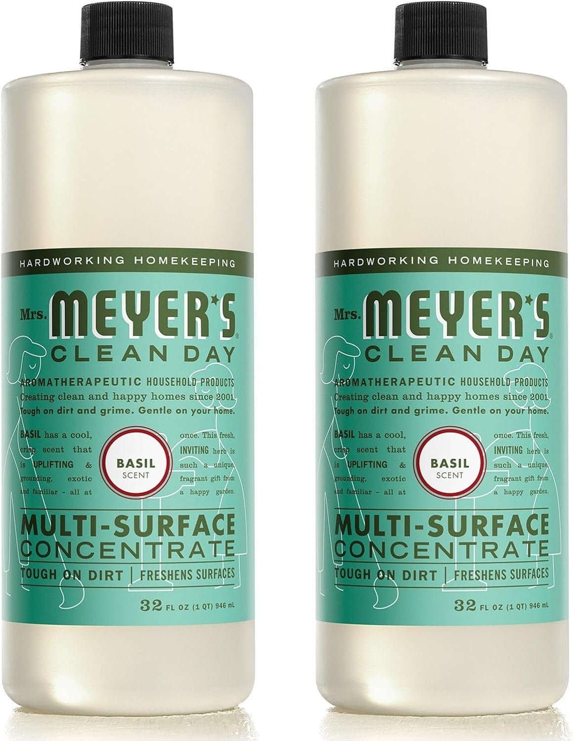 MRS. MEYER'S CLEAN DAY Multi-Surface Cleaner Concentrate, Use to Clean Floors, Tile, Counters, Basil, 32 fl. oz - Pack of 2 - Image 2