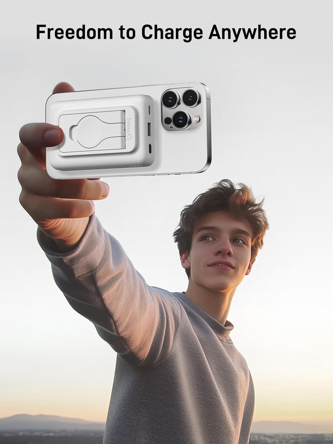 Portable Charger with Apple Watch Charging, 10000mAh Magnetic Wireless Power Bank for iPhone 16/15/14/13/12, Apple Watch, Samsung, Google Pixel (Magnetic Case), Foldable Stand, Wired PD 18W, White - Image 6