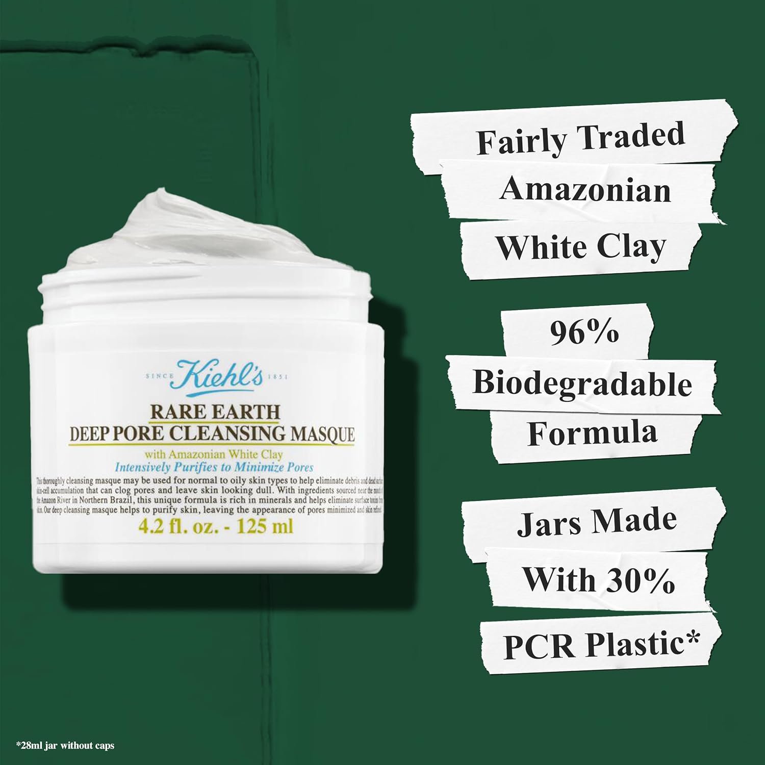 Kiehl's Rare Earth Deep Pore Cleansing Mask, Pore-Minimizing Face Mask for Clogged Pores, Detoxifies & Refines Skin, Absorbs Excess Oil, with Amazonian White Clay & Aloe Vera, for Normal to Oily Skin - Image 8
