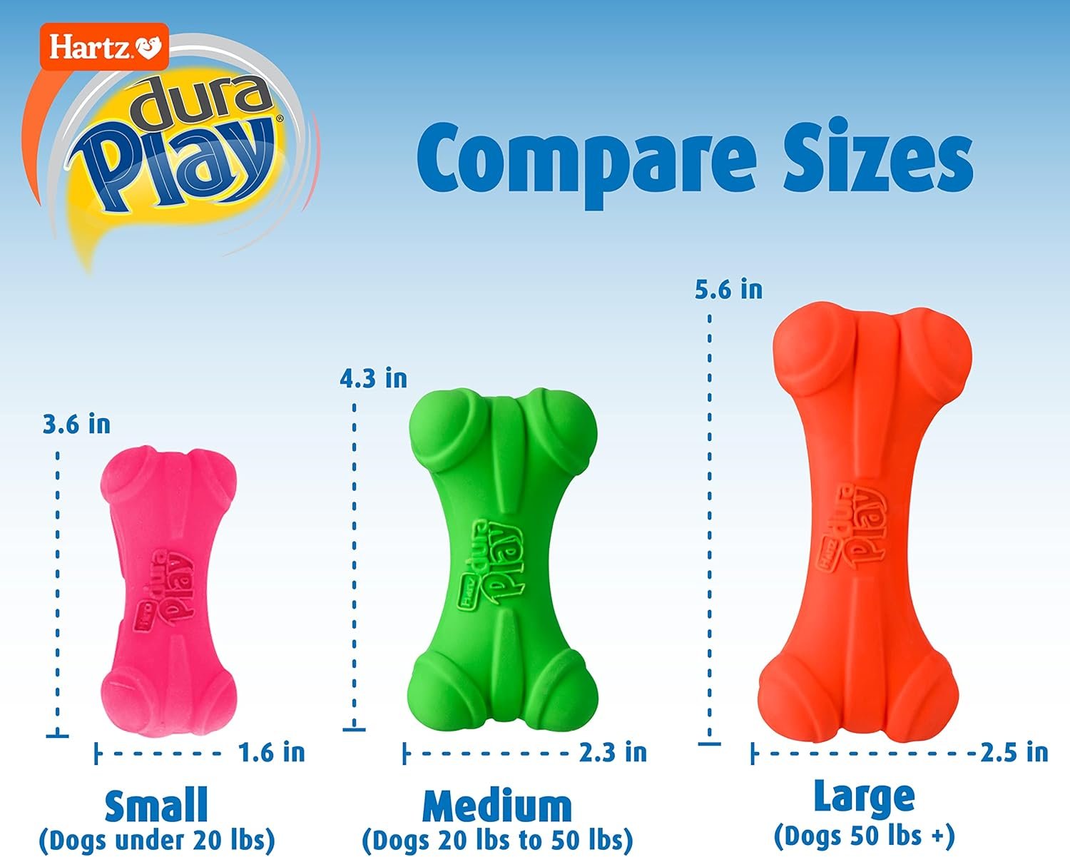 Hartz DuraPlay Bone Squeaky Latex Dog Toy for Medium Breeds, 3 Pack - Image 4