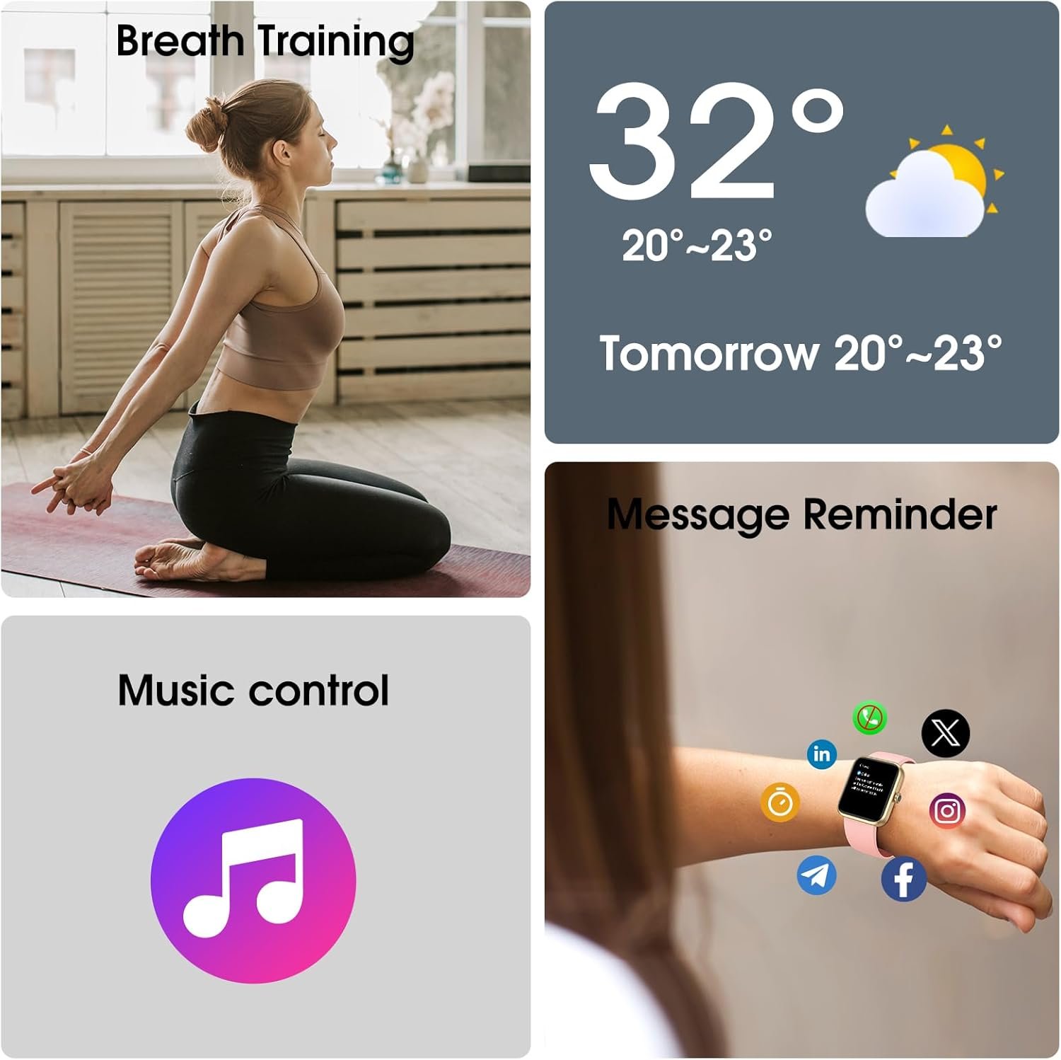 Smart Watch, Fitness Tracker with Heart Rate Monitor, Blood Oxygen, Sleep Tracking, 41mm Smartwatch Waterproof with Pedometer for Women Men Watch Compatible with Android iOS Phones - Image 8