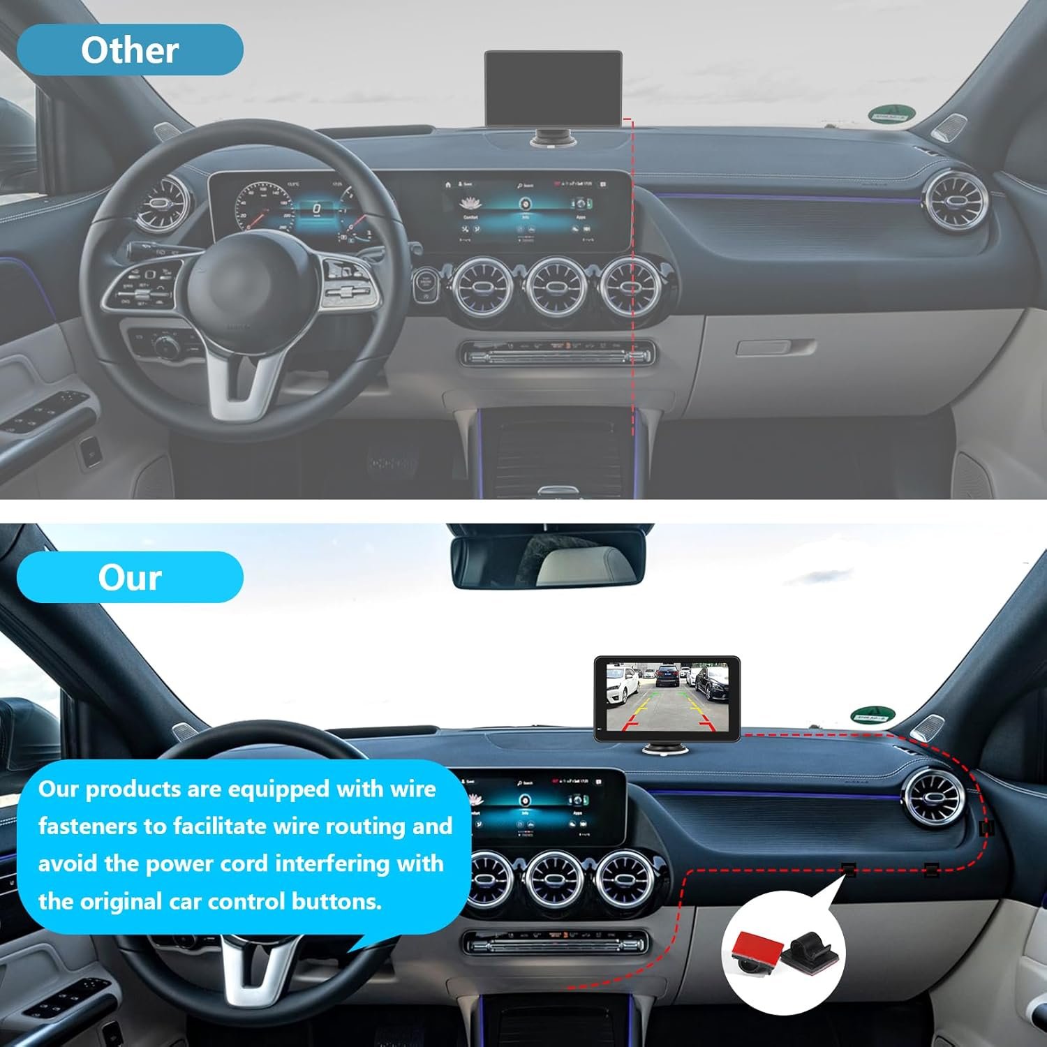 Apple Carplay Screen for Car, 7 Inch Portable Touch Screen Car Stereo with Wireless Carplay & Android Auto, Backup Camera, GPS Navigation, Bluetooth, Mirror Link, TF Card - Image 8