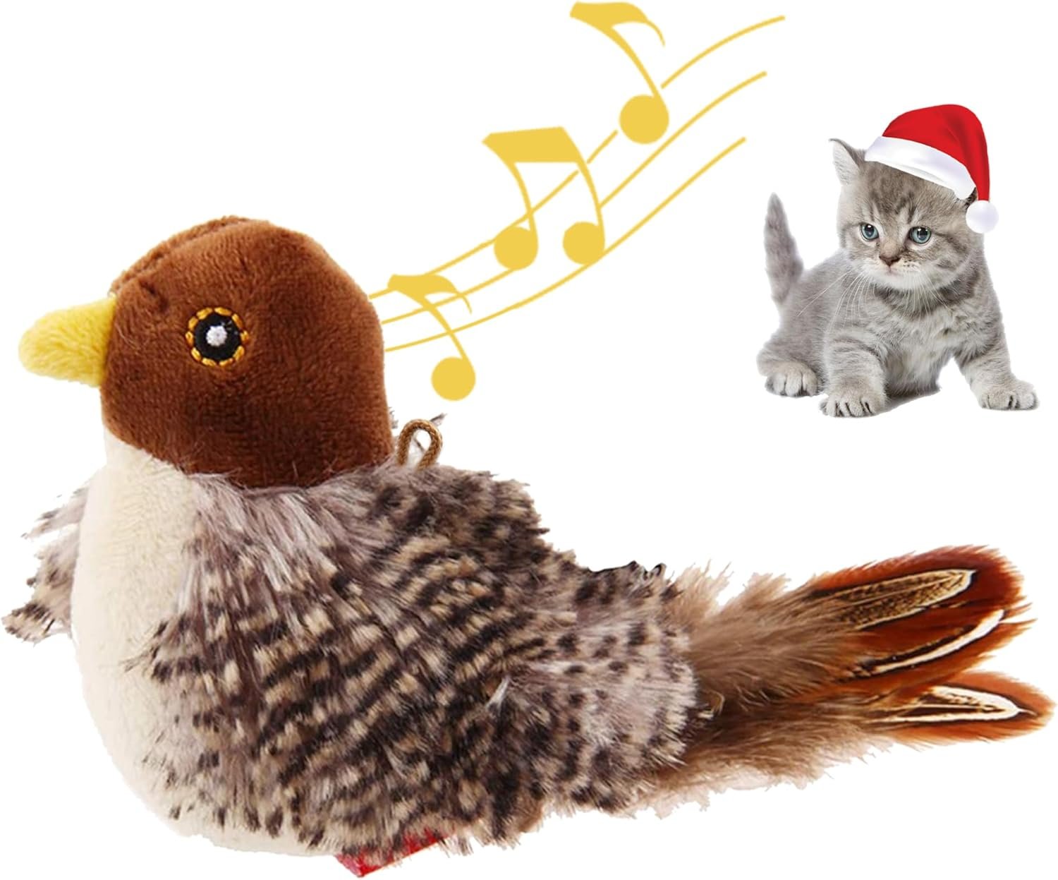 Gigwi Interactive Electronic Cat Toy (Not Flapping), Automatic Chirping Bird Cat Toy Squeaky with Feather Tail, Melody Chaser Toy Bird for Cats to Play Alone, Play and Squeak Kitten Toy for Boredom - Image 2
